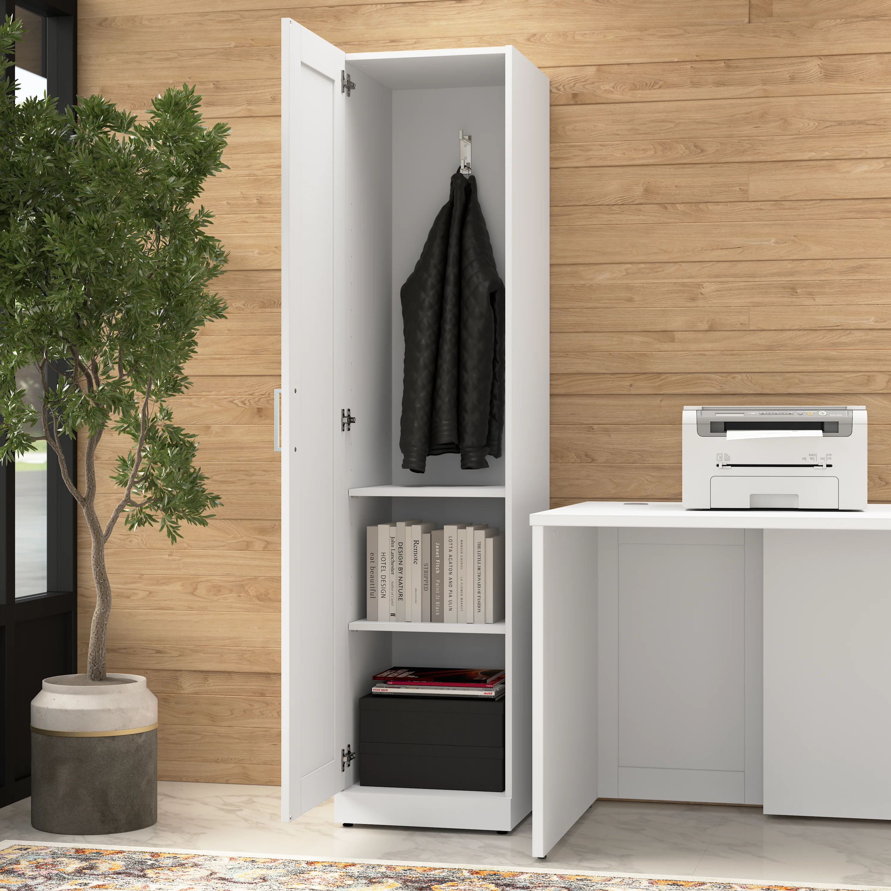 Hampton Heights 17W Tall Narrow Storage Cabinet with Door and Shelves