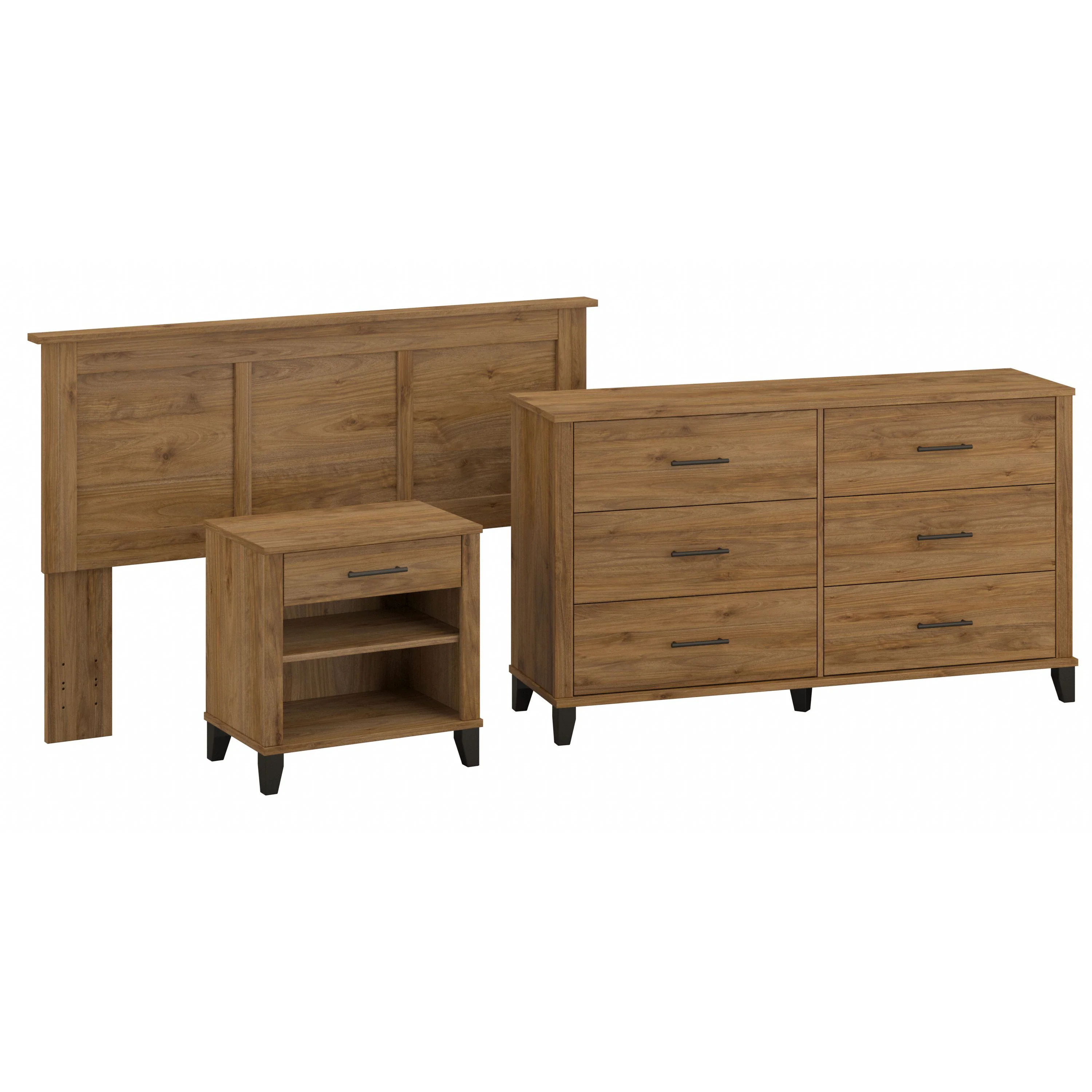 Somerset Full/Queen Size Headboard, Dresser and Nightstand Bedroom Set