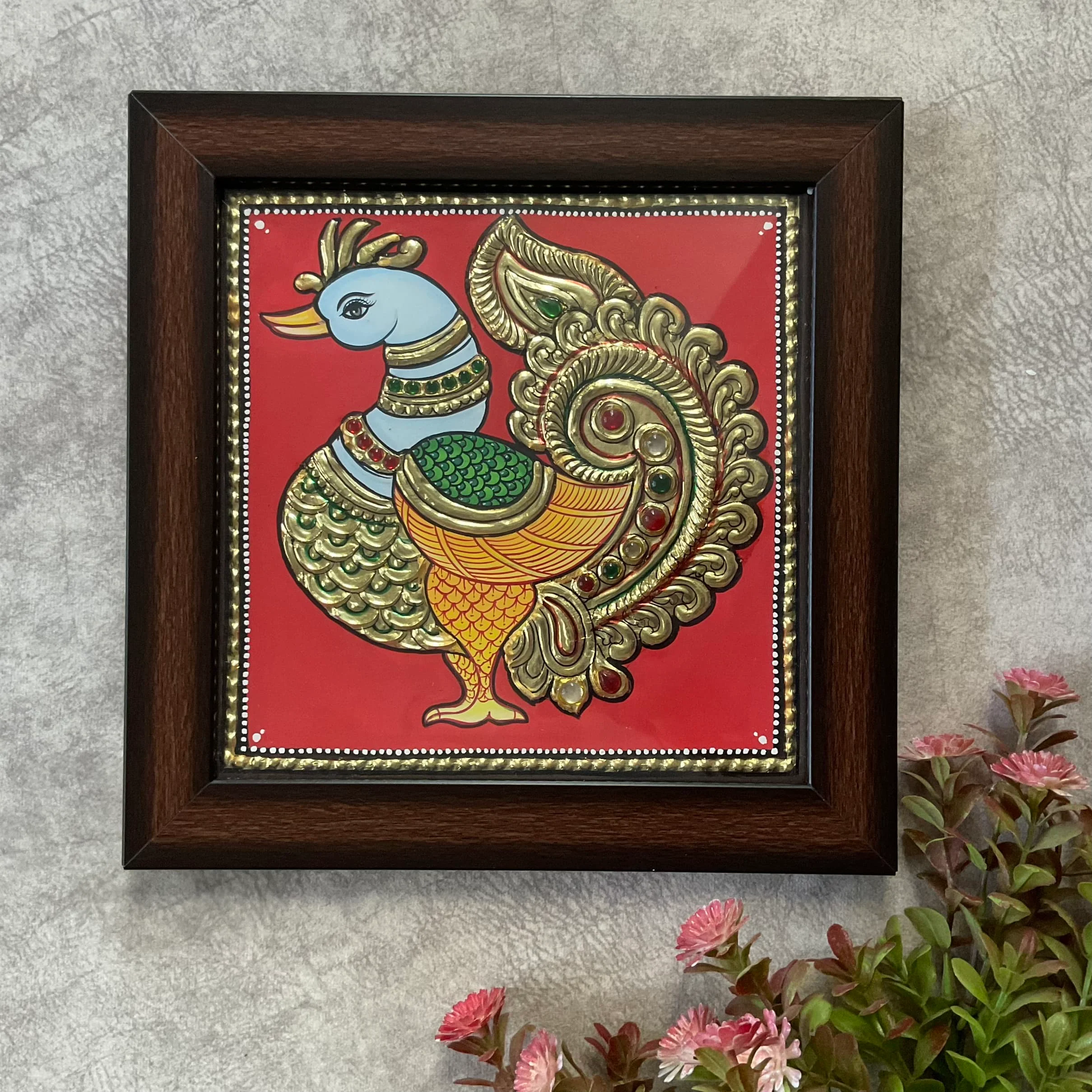 Bird Tanjore Painting (Set of 3) Traditional Wall Art