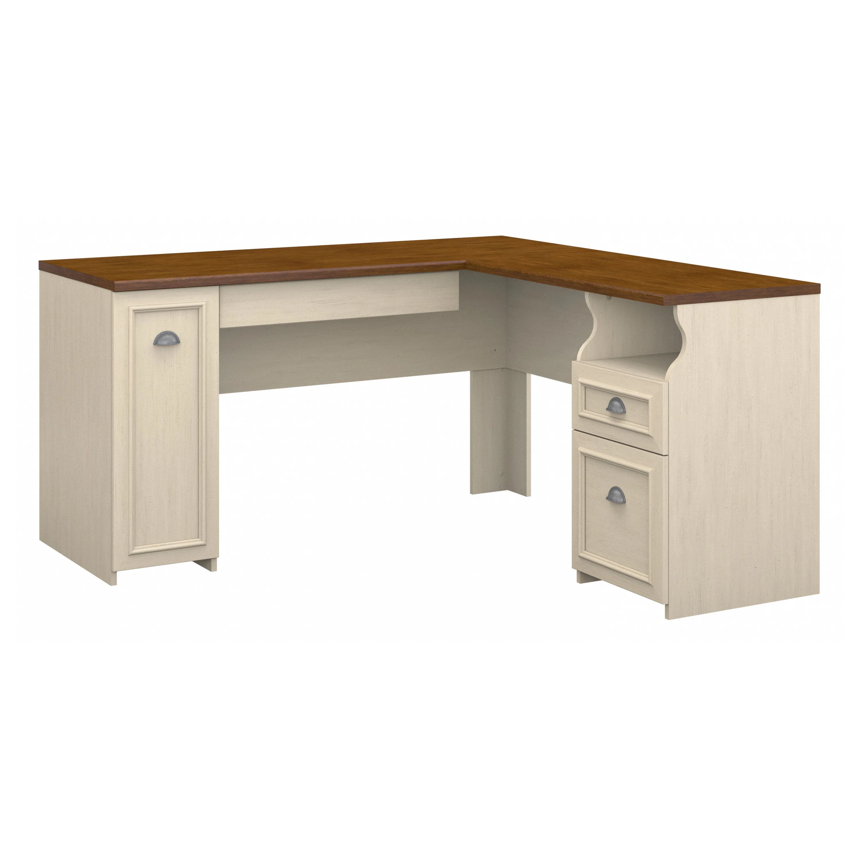 Fairview 60W L Shaped Desk with Drawers and Storage Cabinet