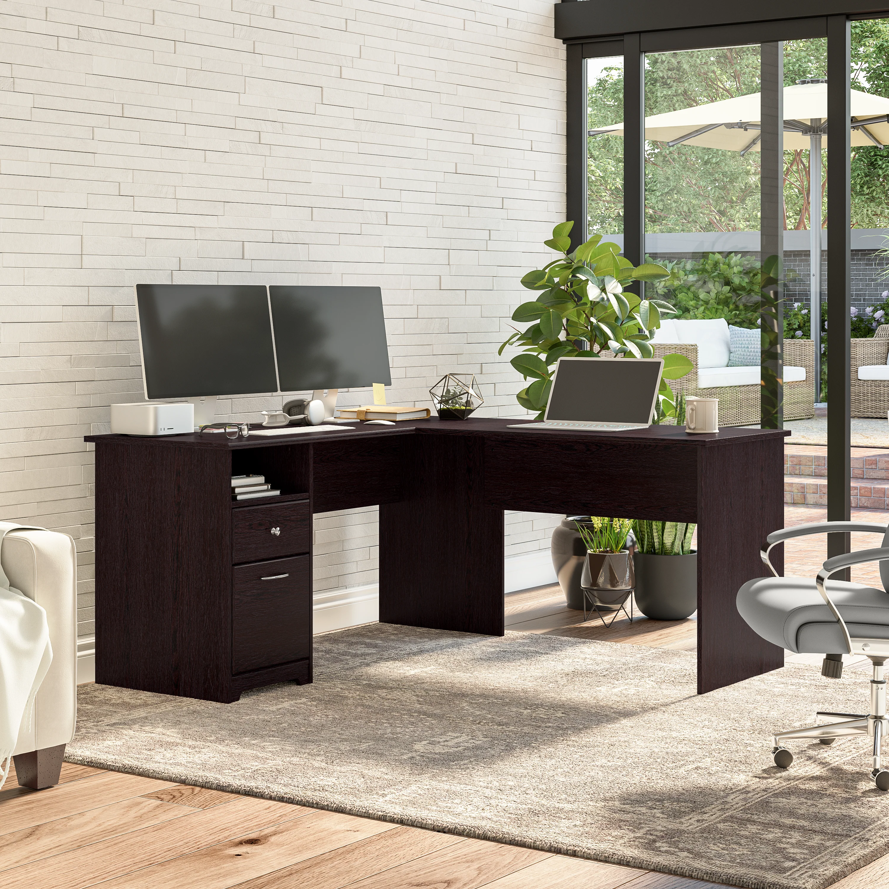 Cabot 60W L Shaped Computer Desk with Drawers