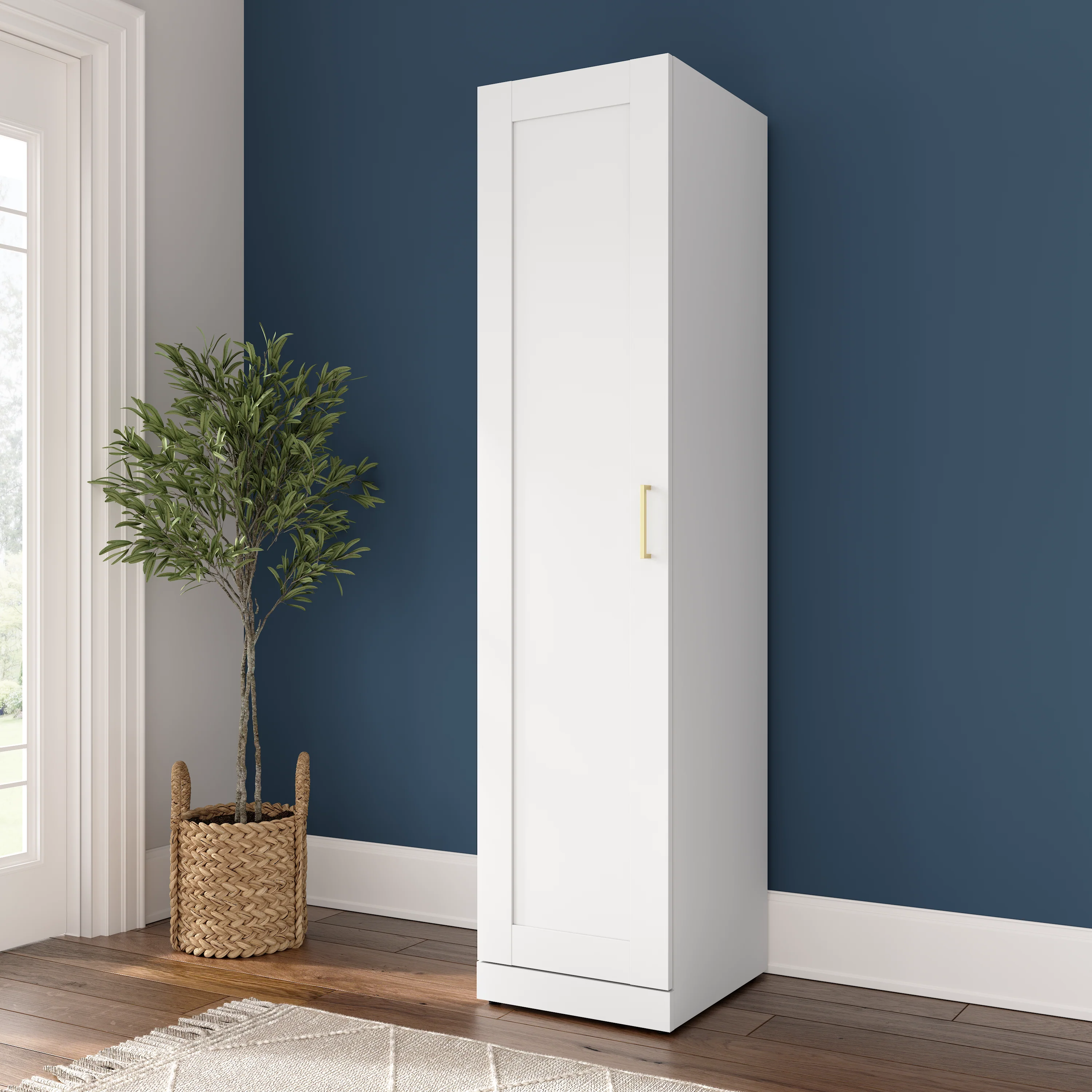 Hampton Heights 17W Tall Narrow Storage Cabinet with Door and Shelves
