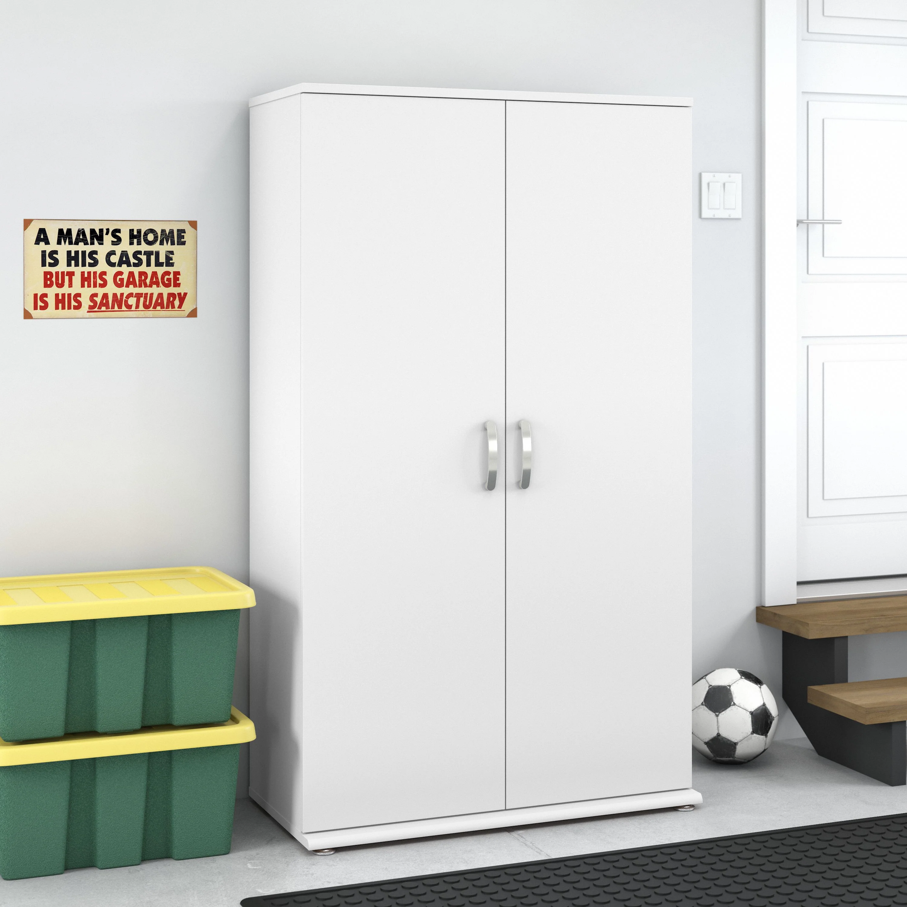 Universal Tall Garage Storage Cabinet with Doors and Shelves