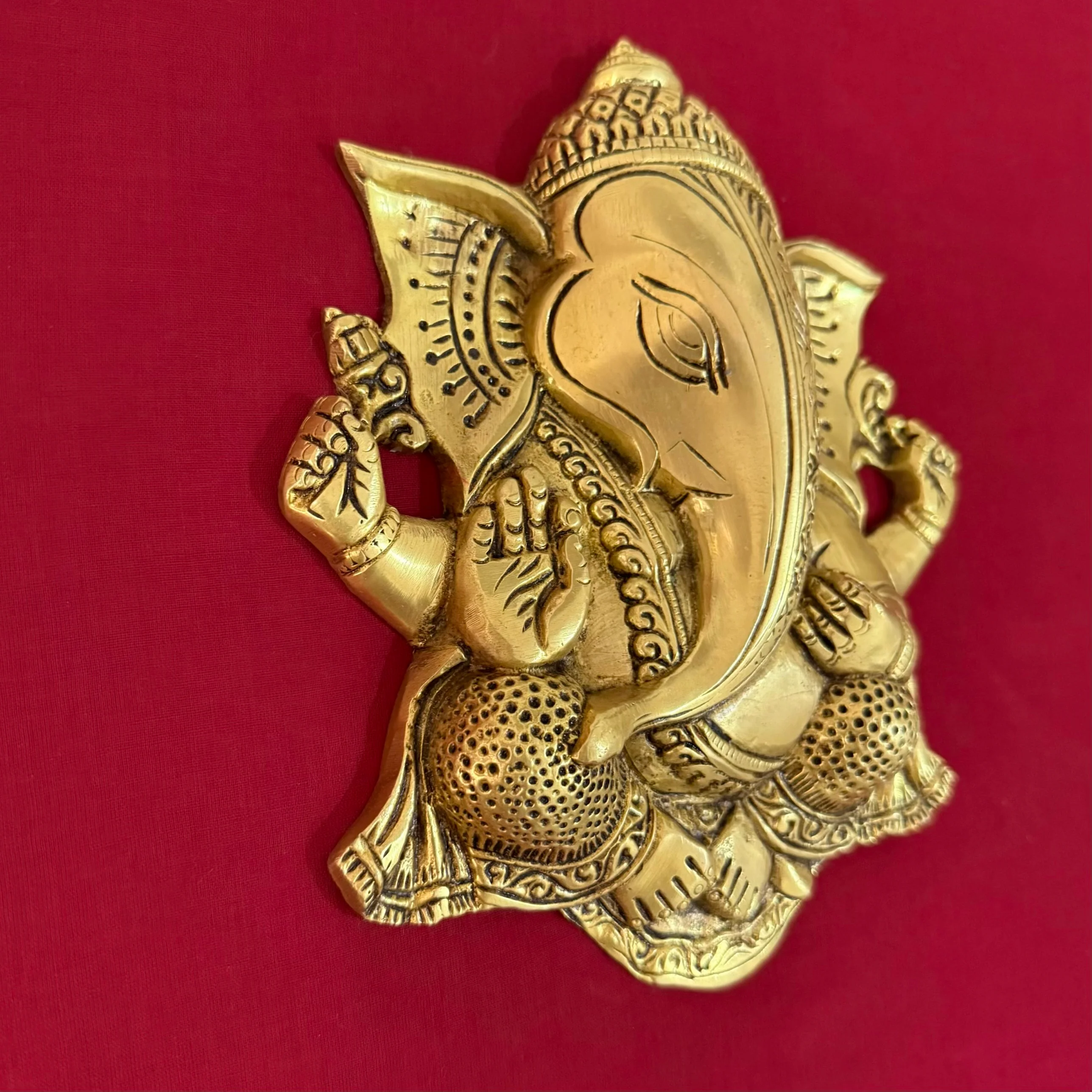 Brass Ganesha Lotus Wall Hanging (Set of 3)