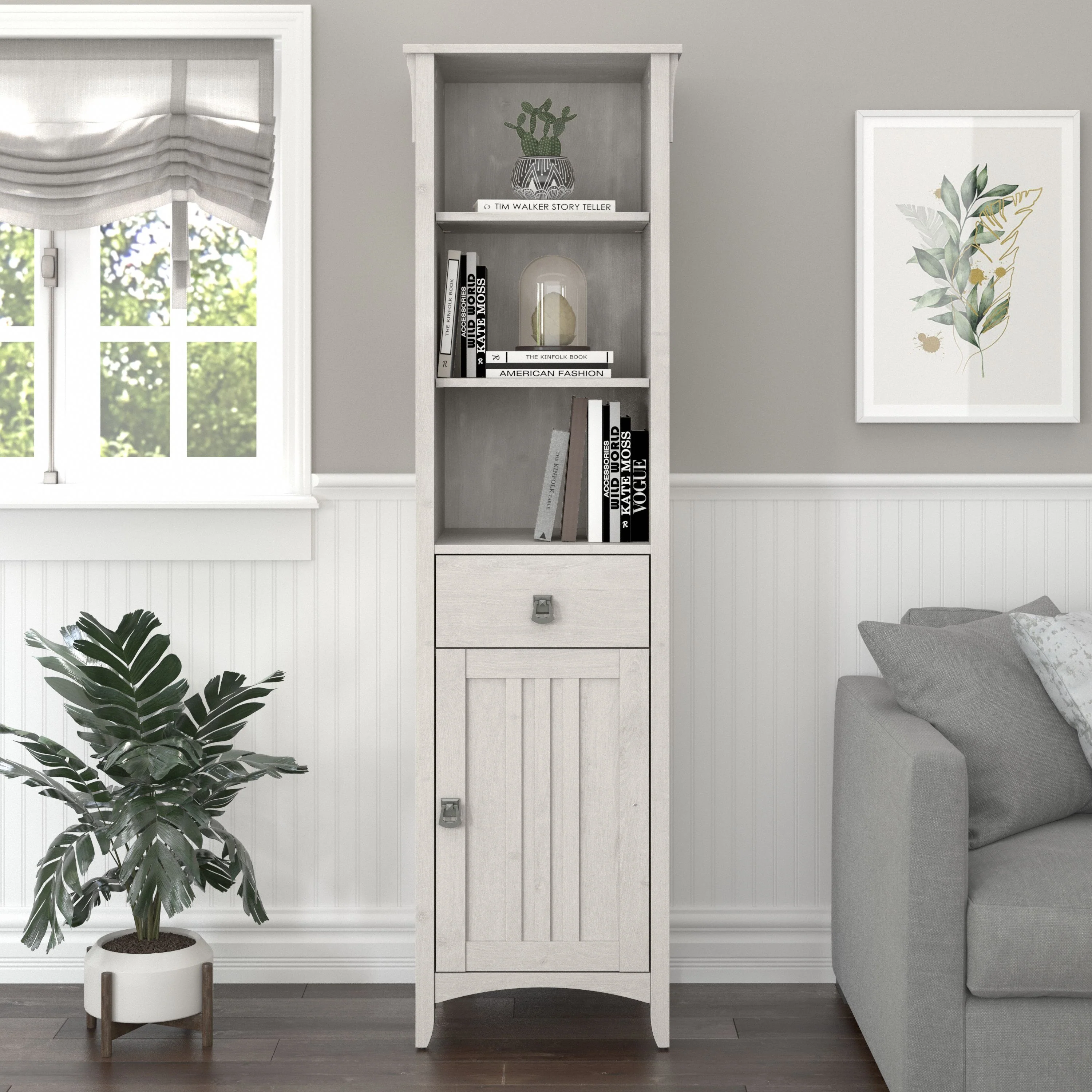 Salinas Tall Narrow Bookcase Cabinet