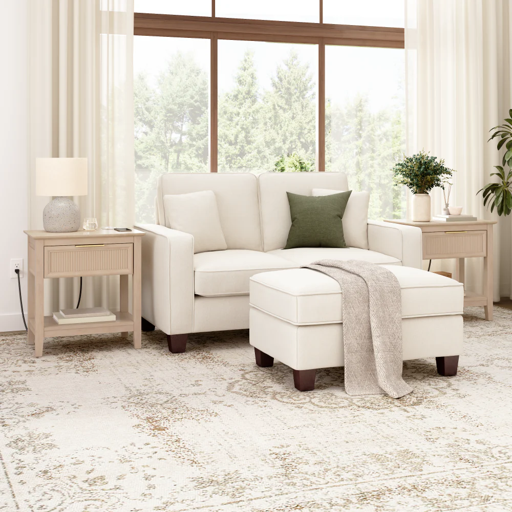 Bush Home Camille Fluted End Table with Drawer - Set of 2