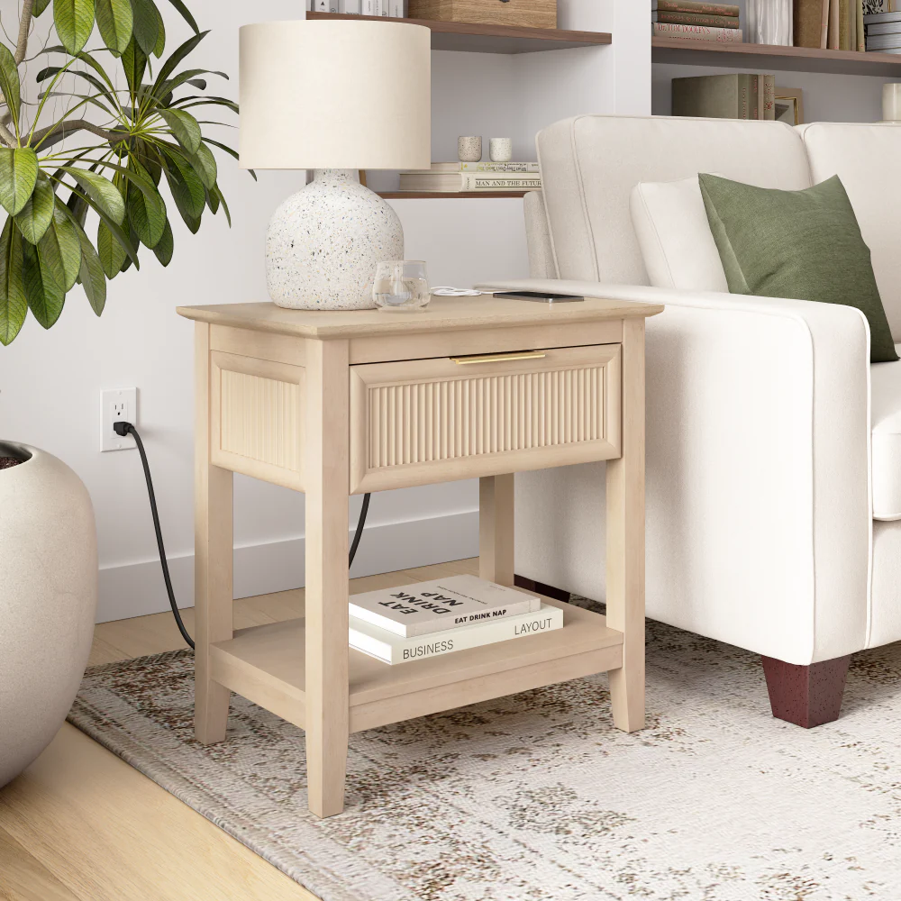 Bush Home Camille Fluted Nightstand with Drawer