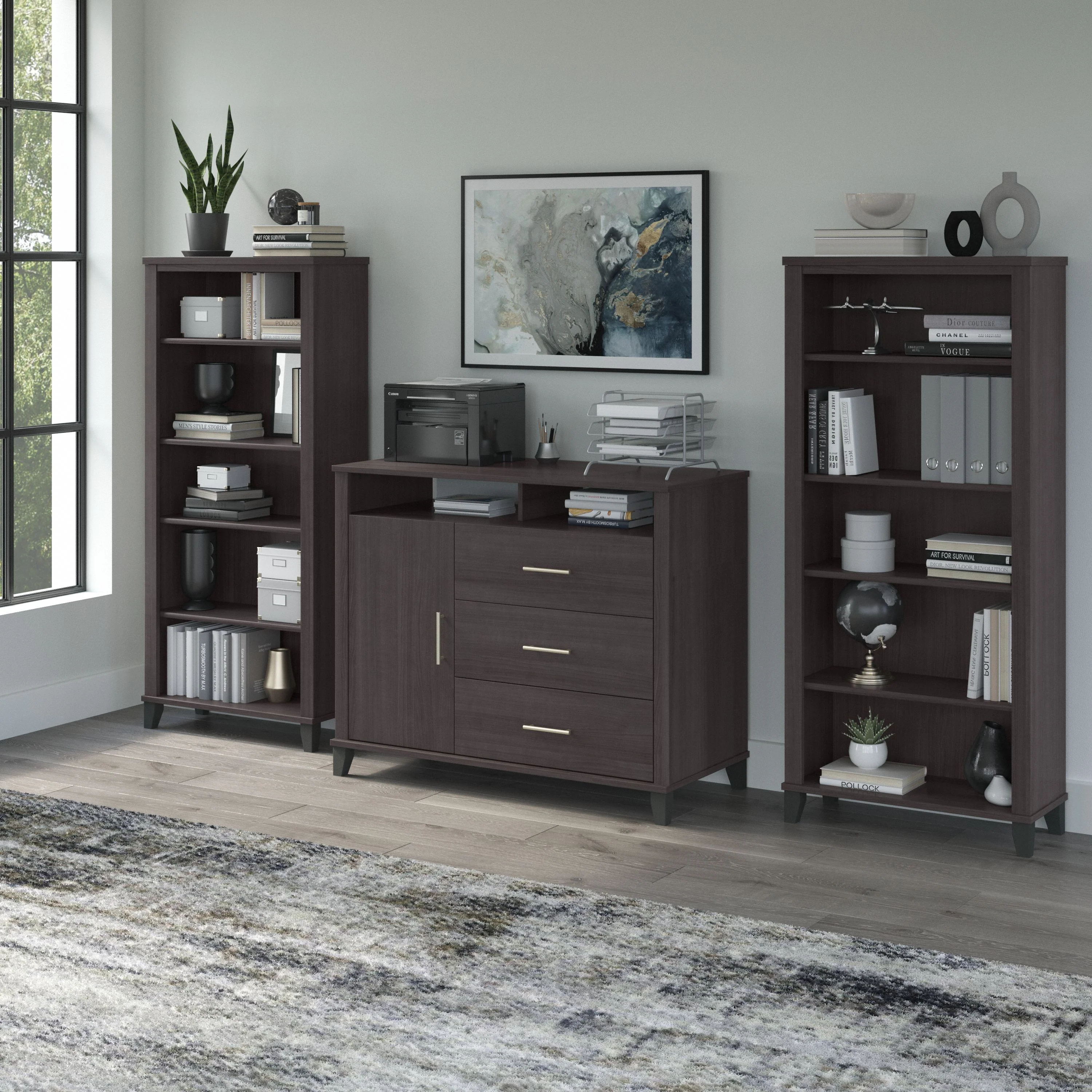 Office Storage Credenza with Bookcases