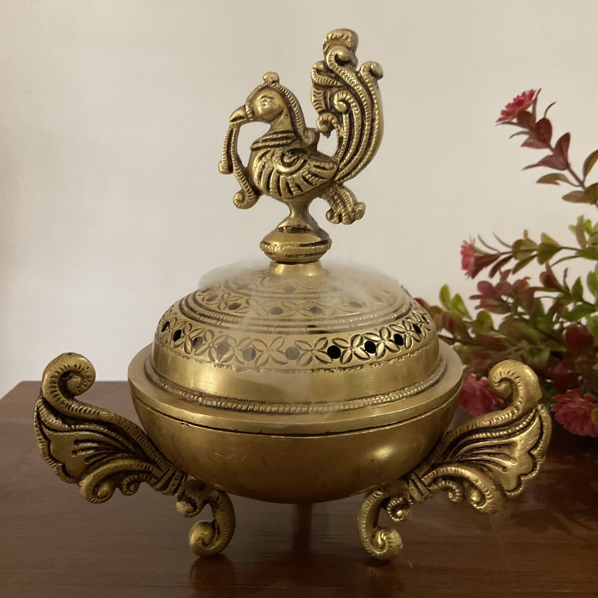 Annapakshi Brass Dhoop Dani, Incense Holder - Pooja Essential, Housewarming Gift