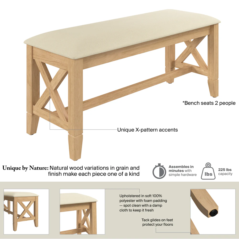 Bush Home Key West 44W Upholstered Entryway Bench