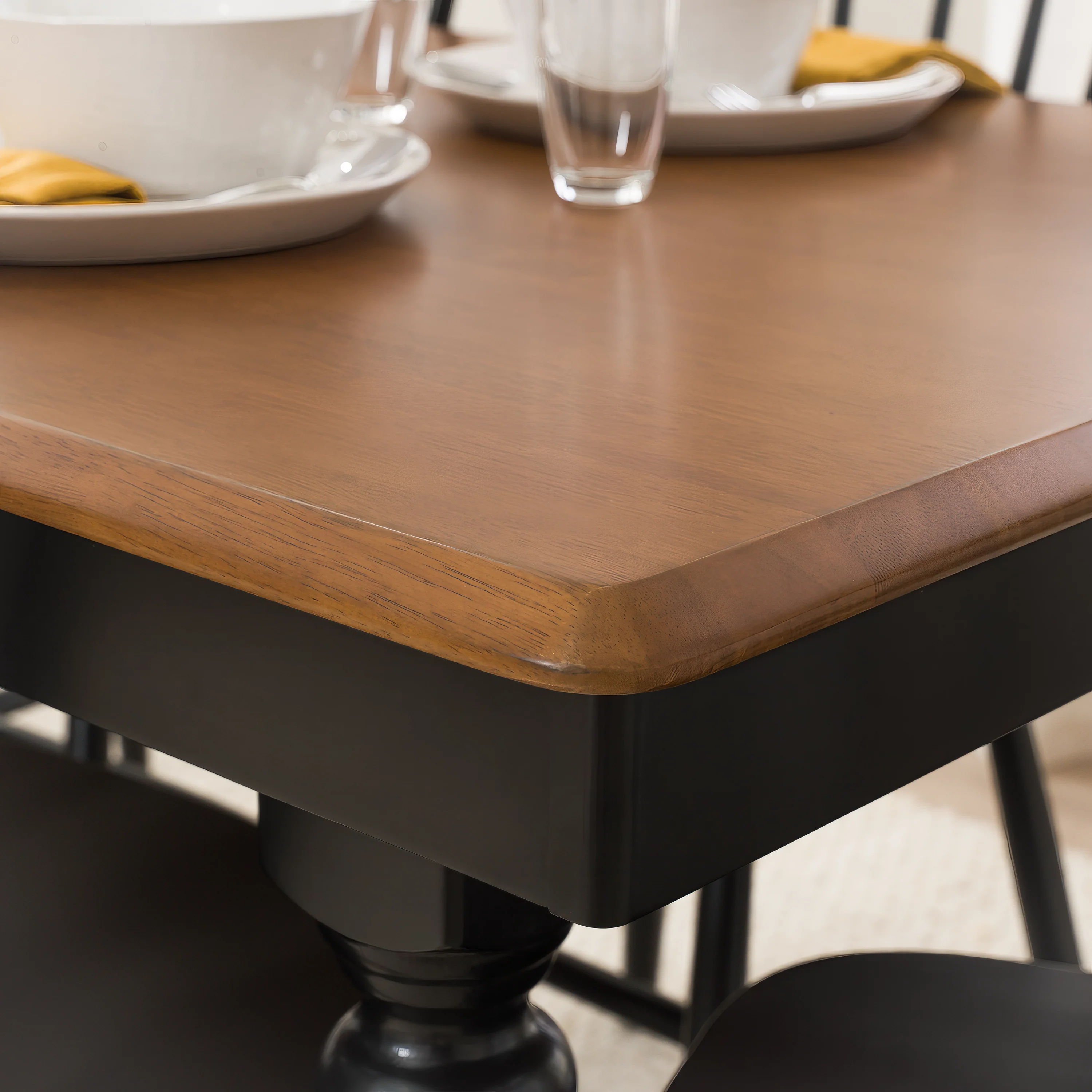 Sterling 67W Squire Trestle Dining Table with 6 Cross Back Dining Chairs