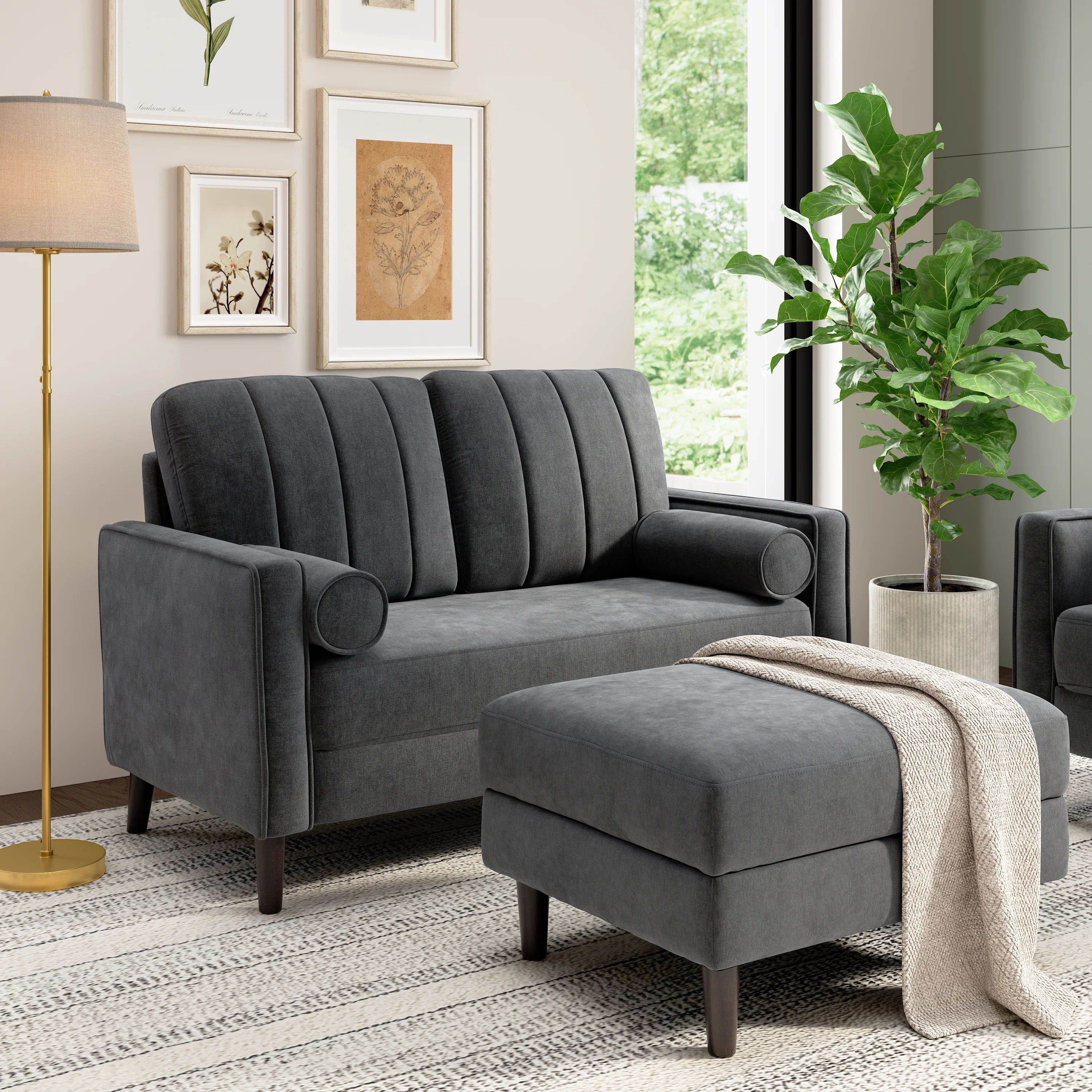 Bush Home Max 54W Loveseat and Storage Ottoman