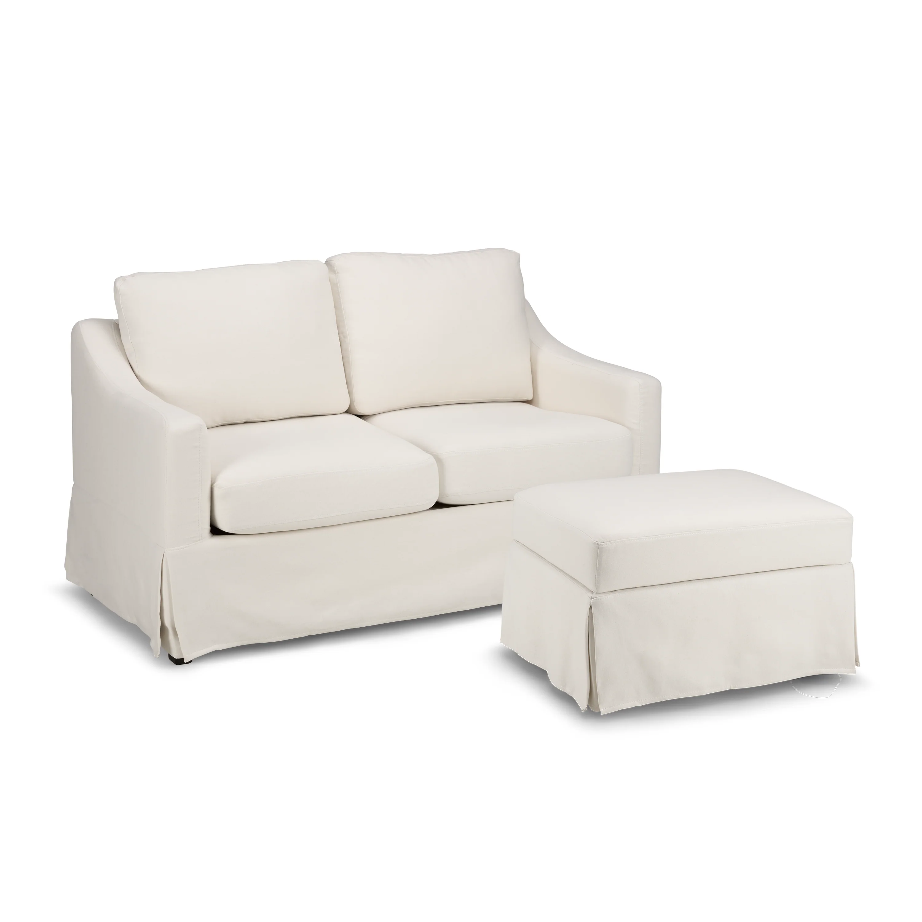 Bush Home Harper 57W Loveseat and Storage Ottoman with Slipcovers