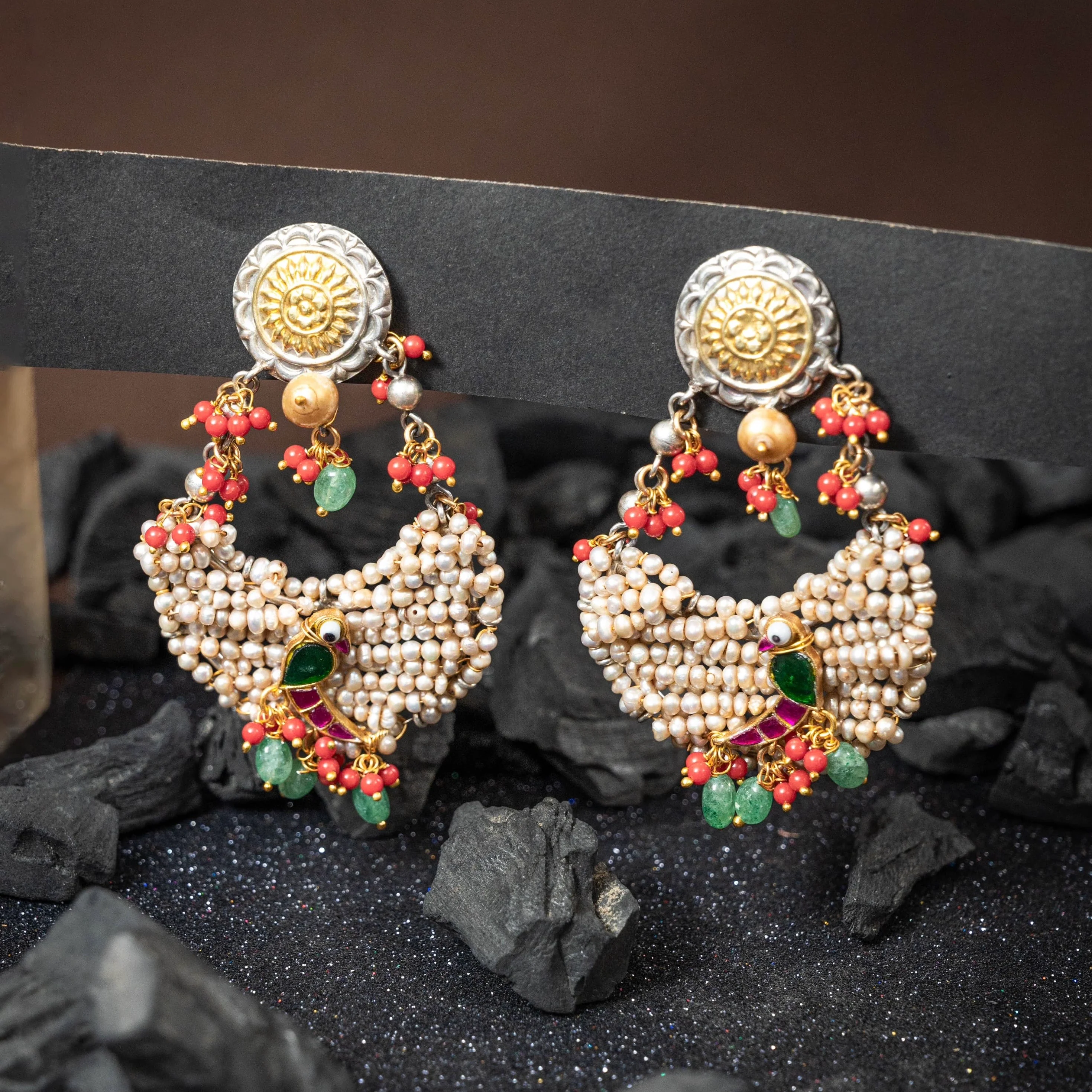 Royal Elegance Parrot Pearl Drop Earring - Sterling Silver