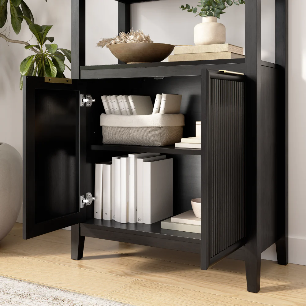 Bush Home Camille Fluted 5 Shelf Bookcase with Doors