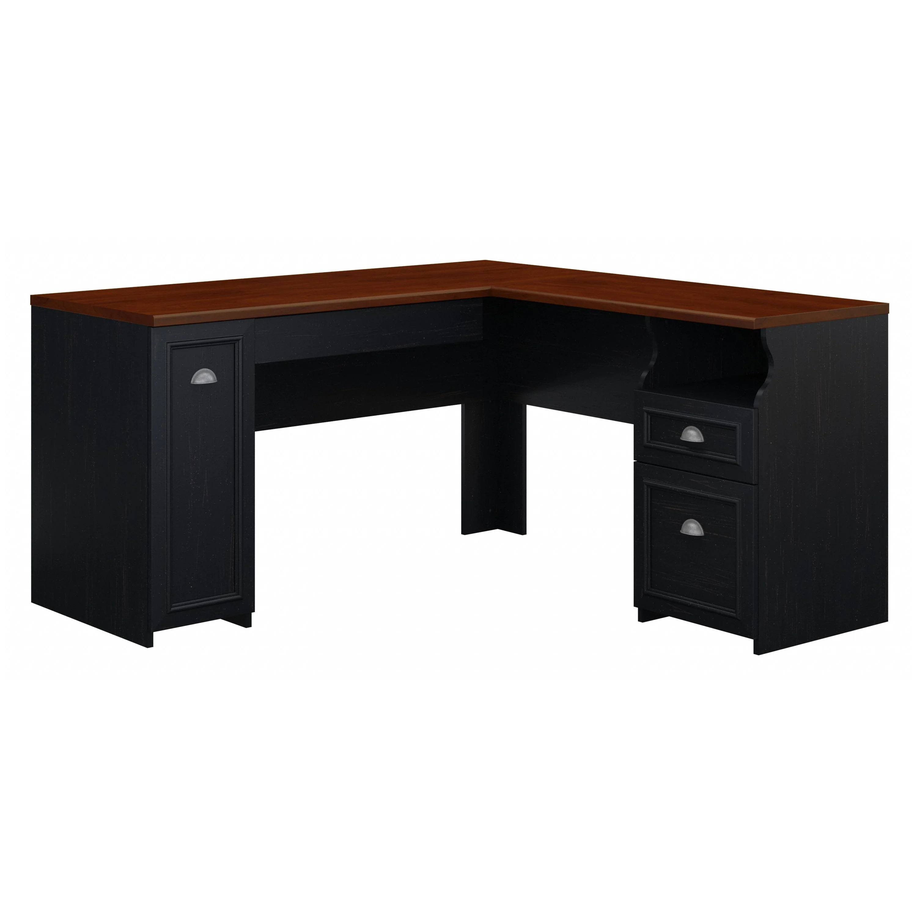 Fairview 60W L Shaped Desk with Drawers and Storage Cabinet