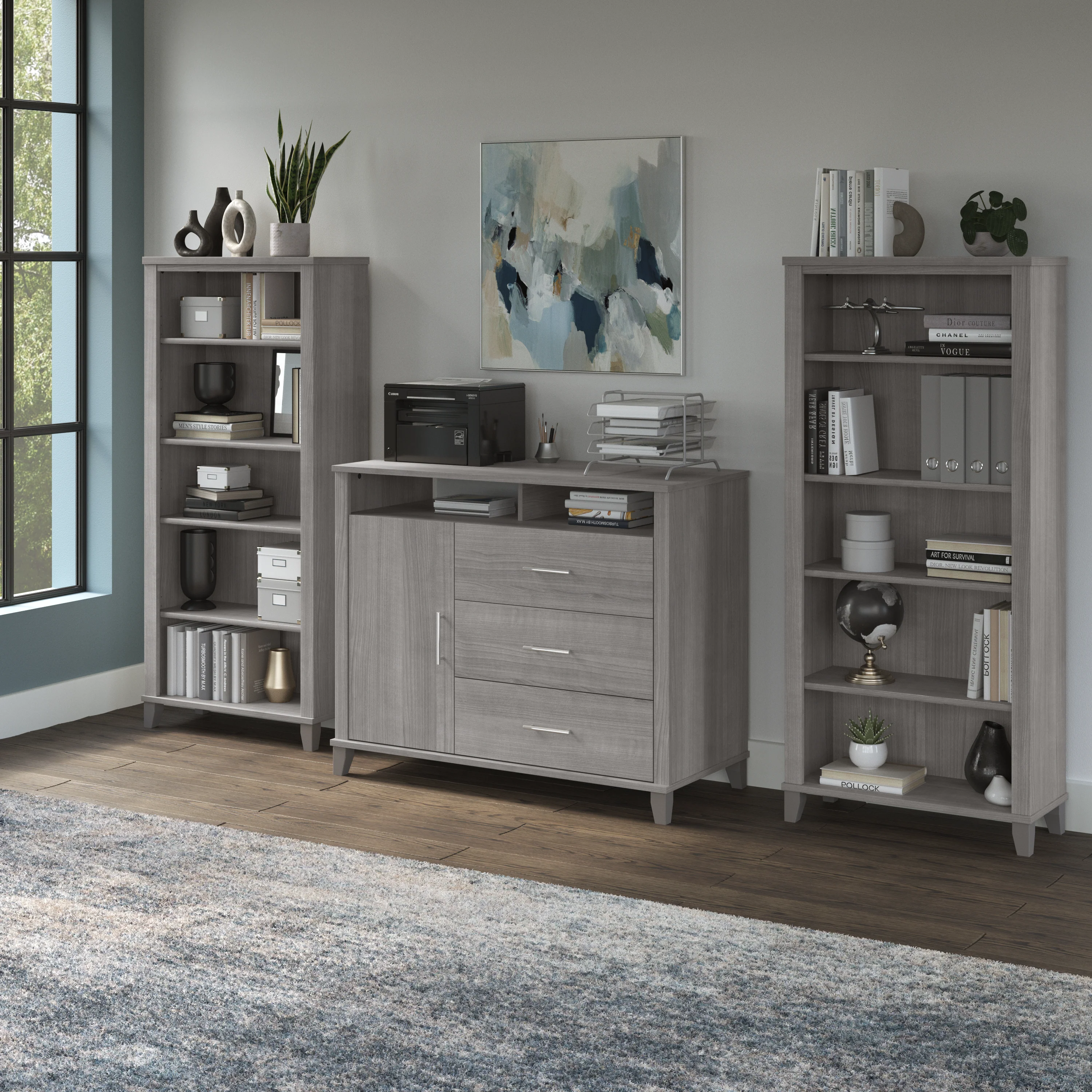 Office Storage Credenza with Bookcases
