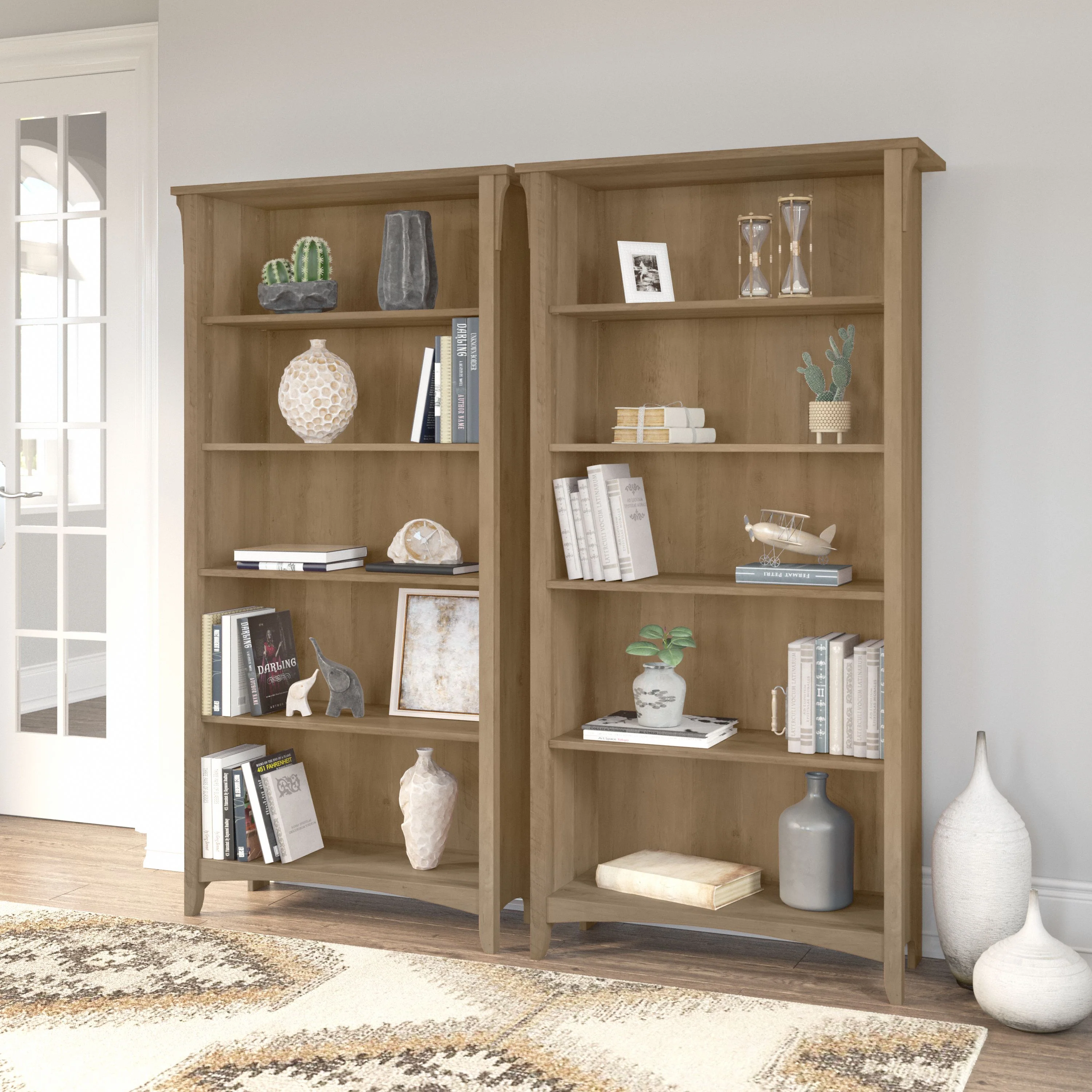 Salinas Tall 5 Shelf Bookcase - Set of 2