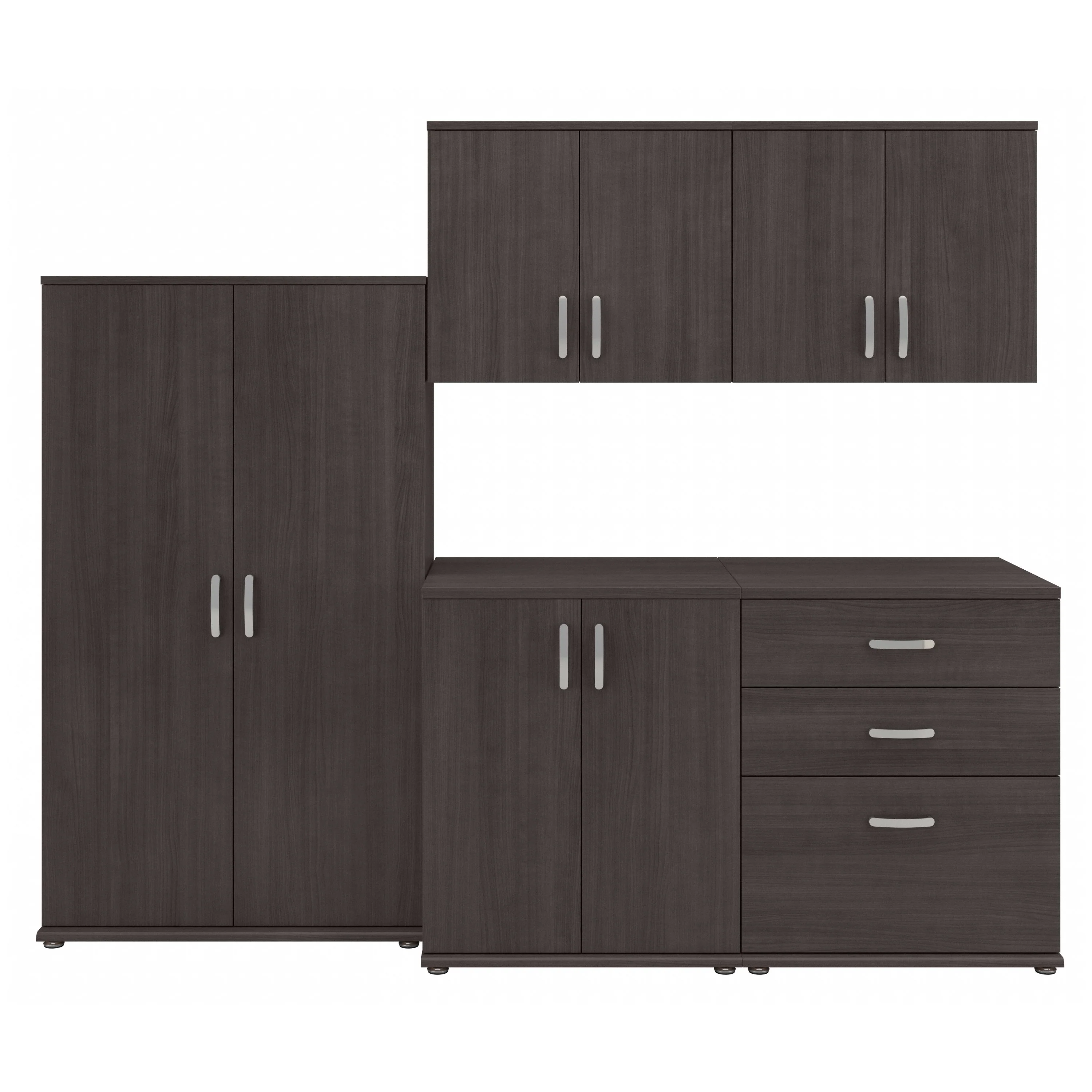 Universal 5 Piece Modular Laundry Room Storage Set with Floor and Wall Cabinets