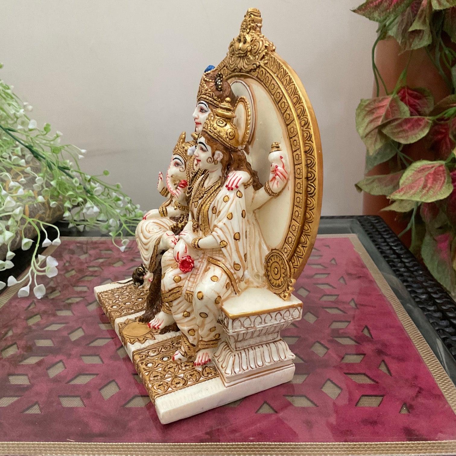 Shiv Parivar Marble Dust & Resin Idol -  Hindu God Statue - Decorative Murti