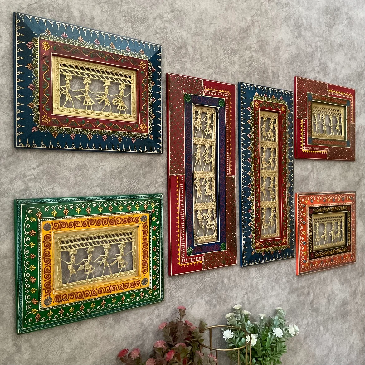 Dhokra Rajasthani Wall Hanging (Set of 6) - Wall Decor - Home Decor
