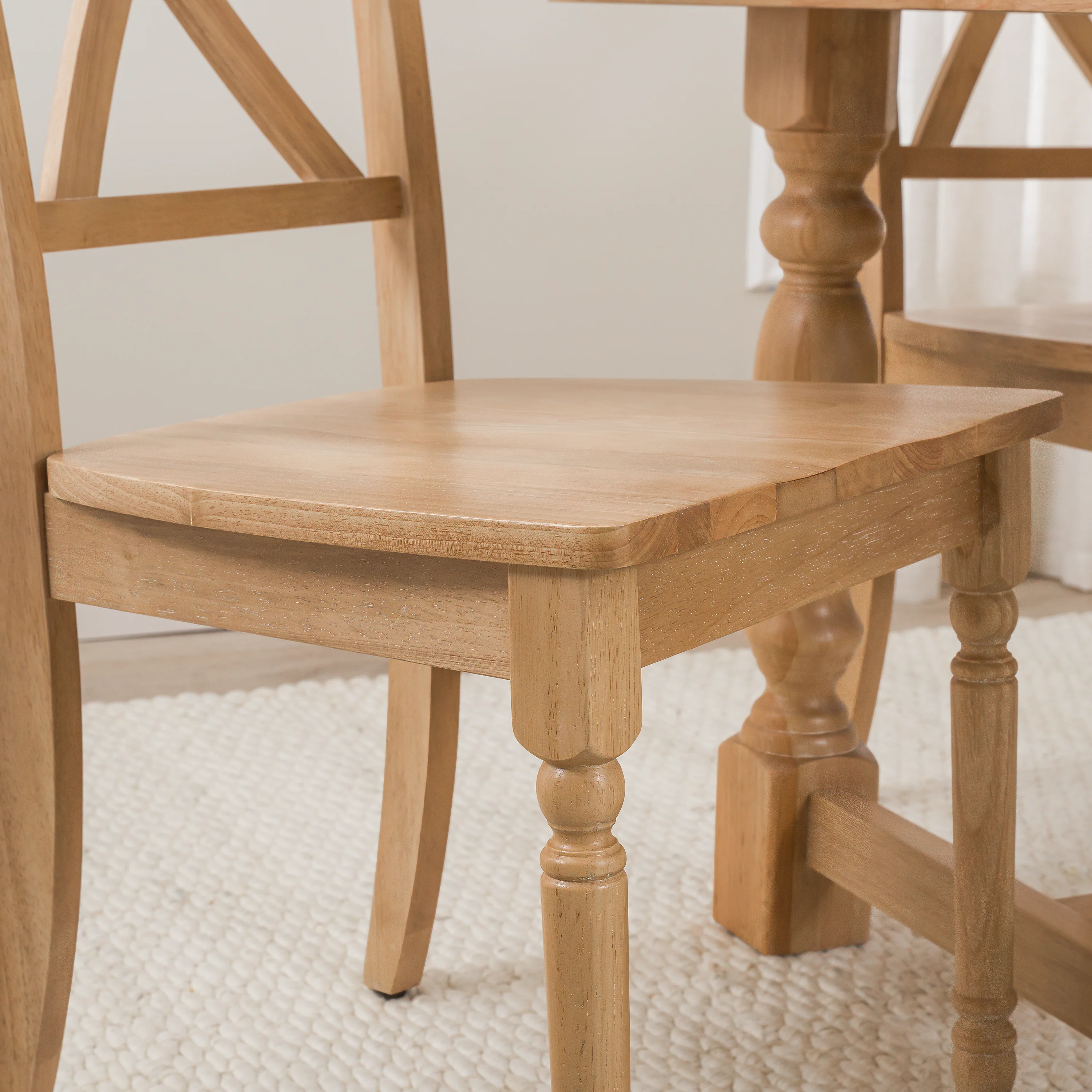 Sterling 67W Squire Trestle Dining Table with 6 Cross Back Dining Chairs