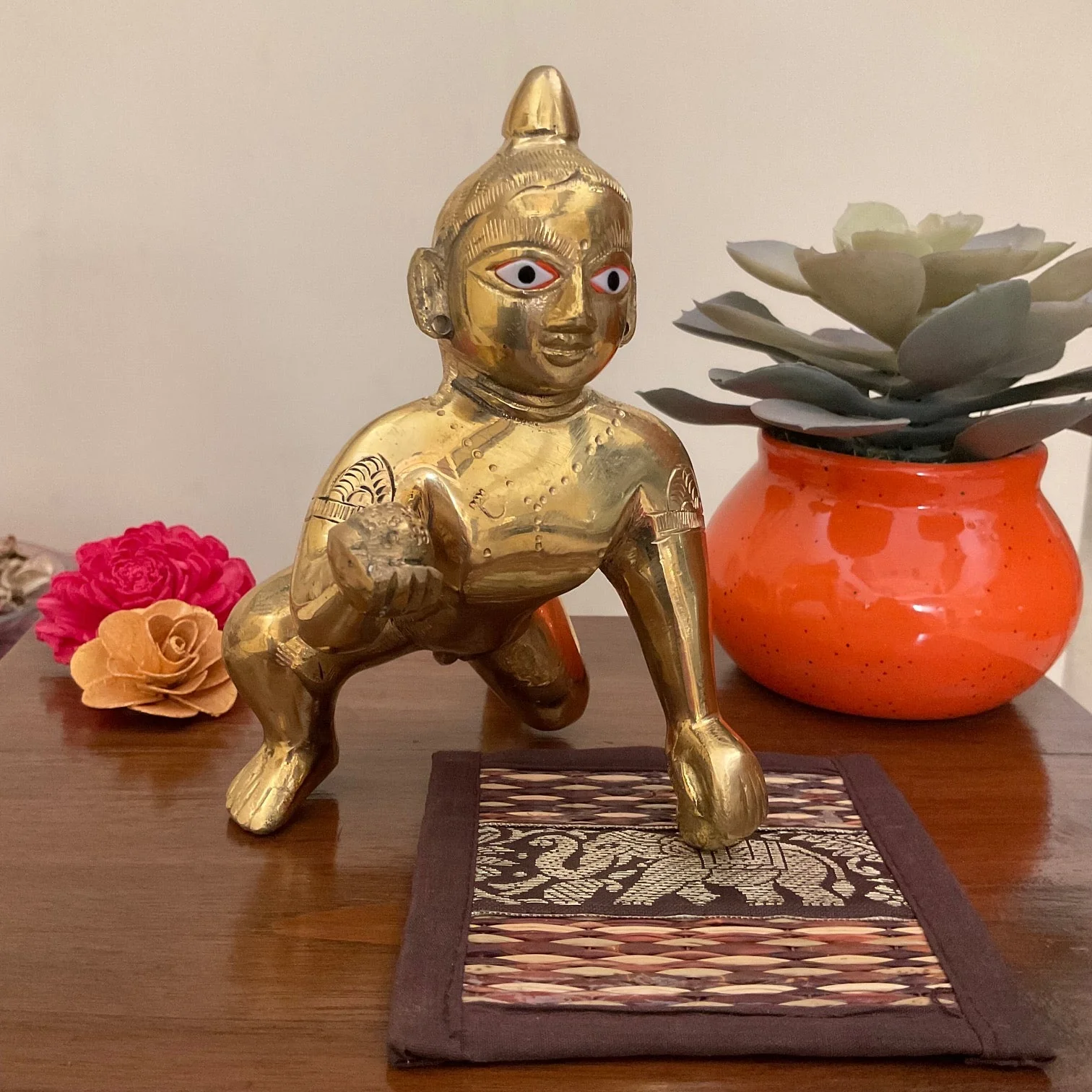 Laddu Gopal Brass Idol - Baby Krishna - Decorative Figurine