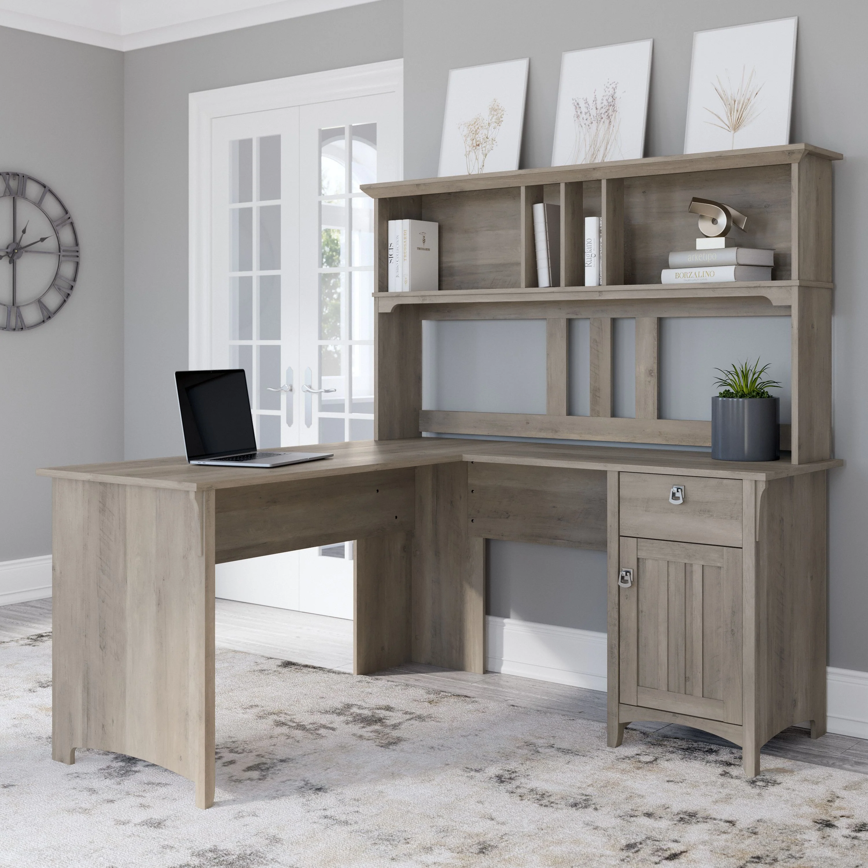 Salinas 60W L Shaped Desk with Hutch