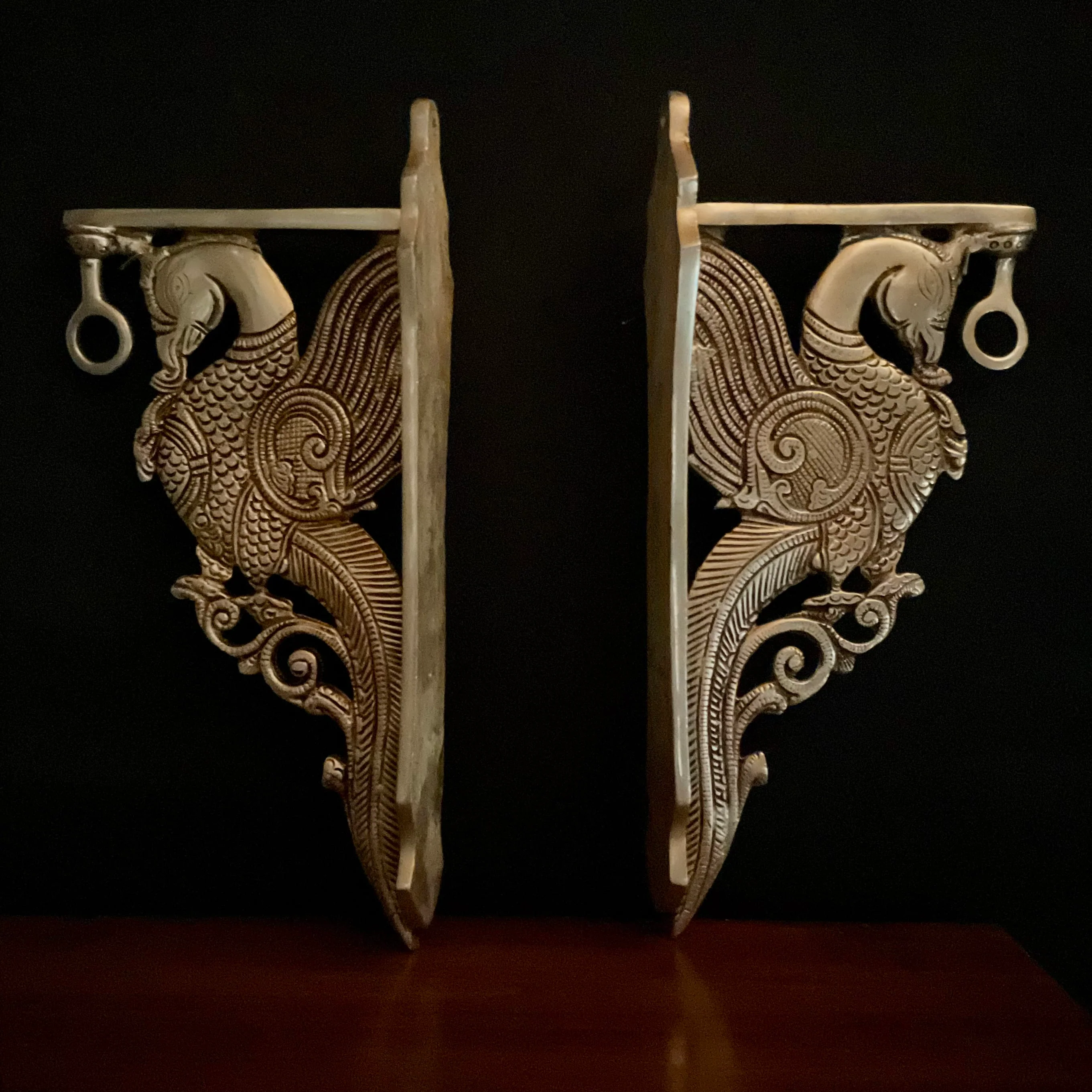 Brass Parrot Brackets Hanger - Holder  (Set of 2)