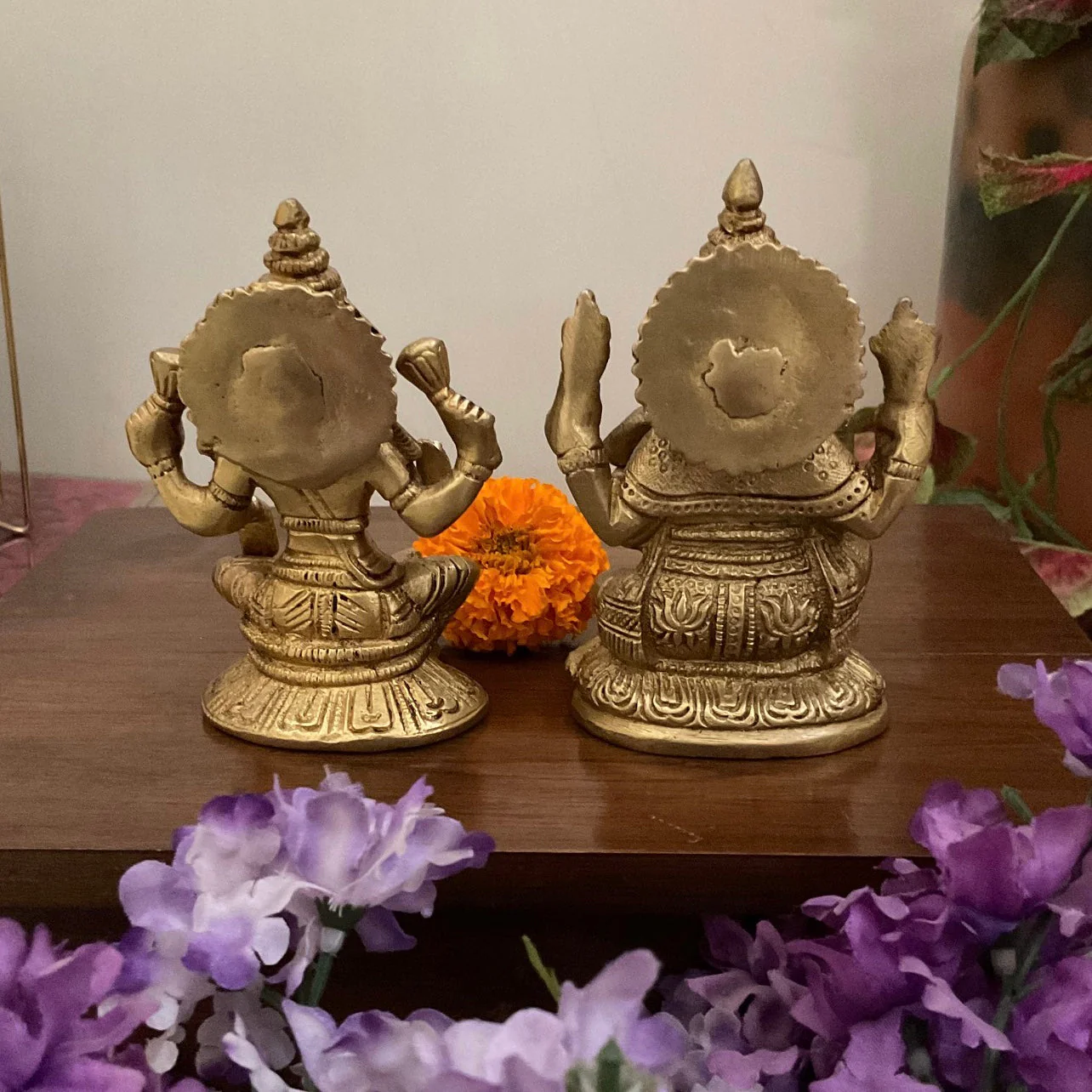 5 Inches Lakshmi Ganesh Brass Idol  - Pooja Statue for Home - Festive Decor