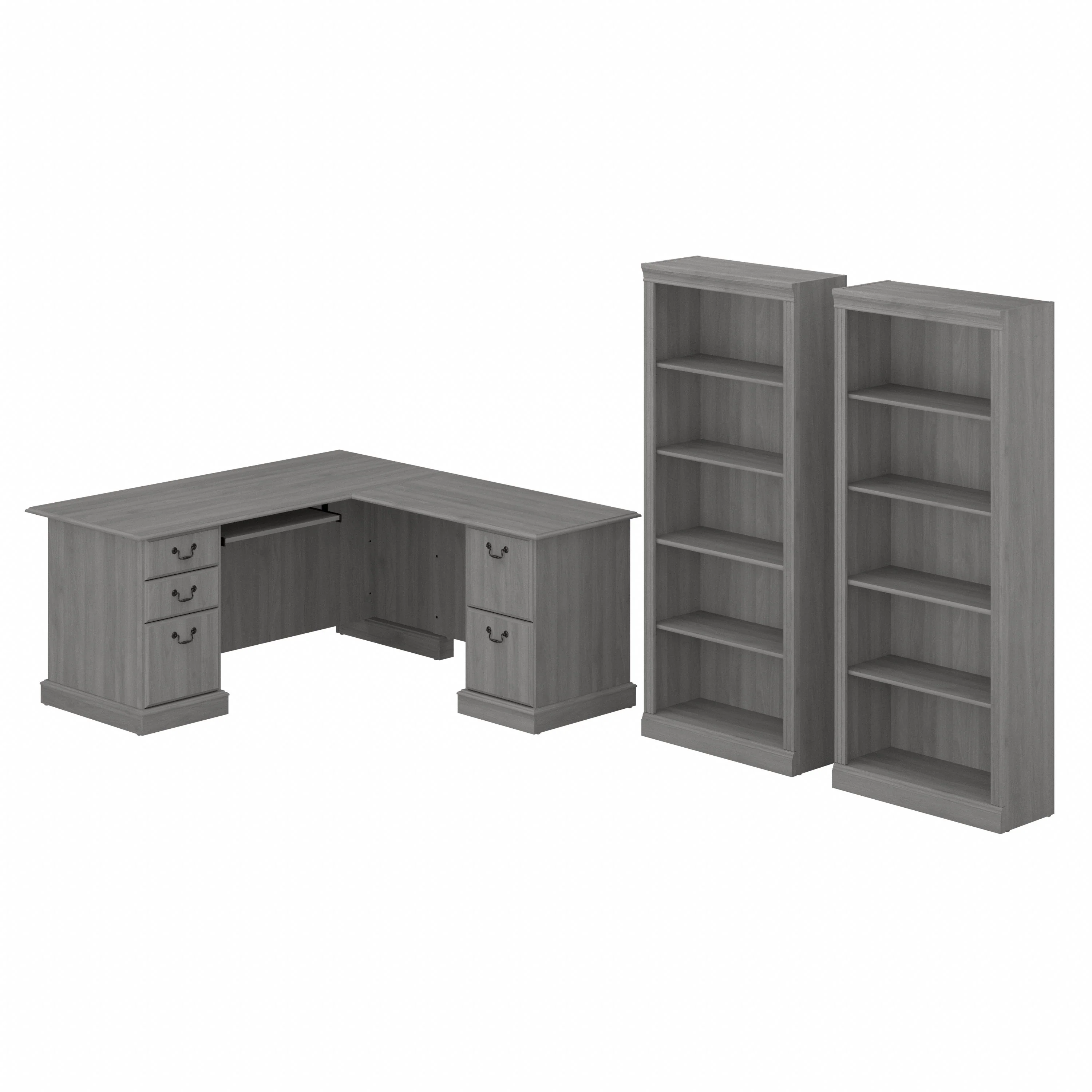 Saratoga L Shaped Computer Desk and Bookcase Set