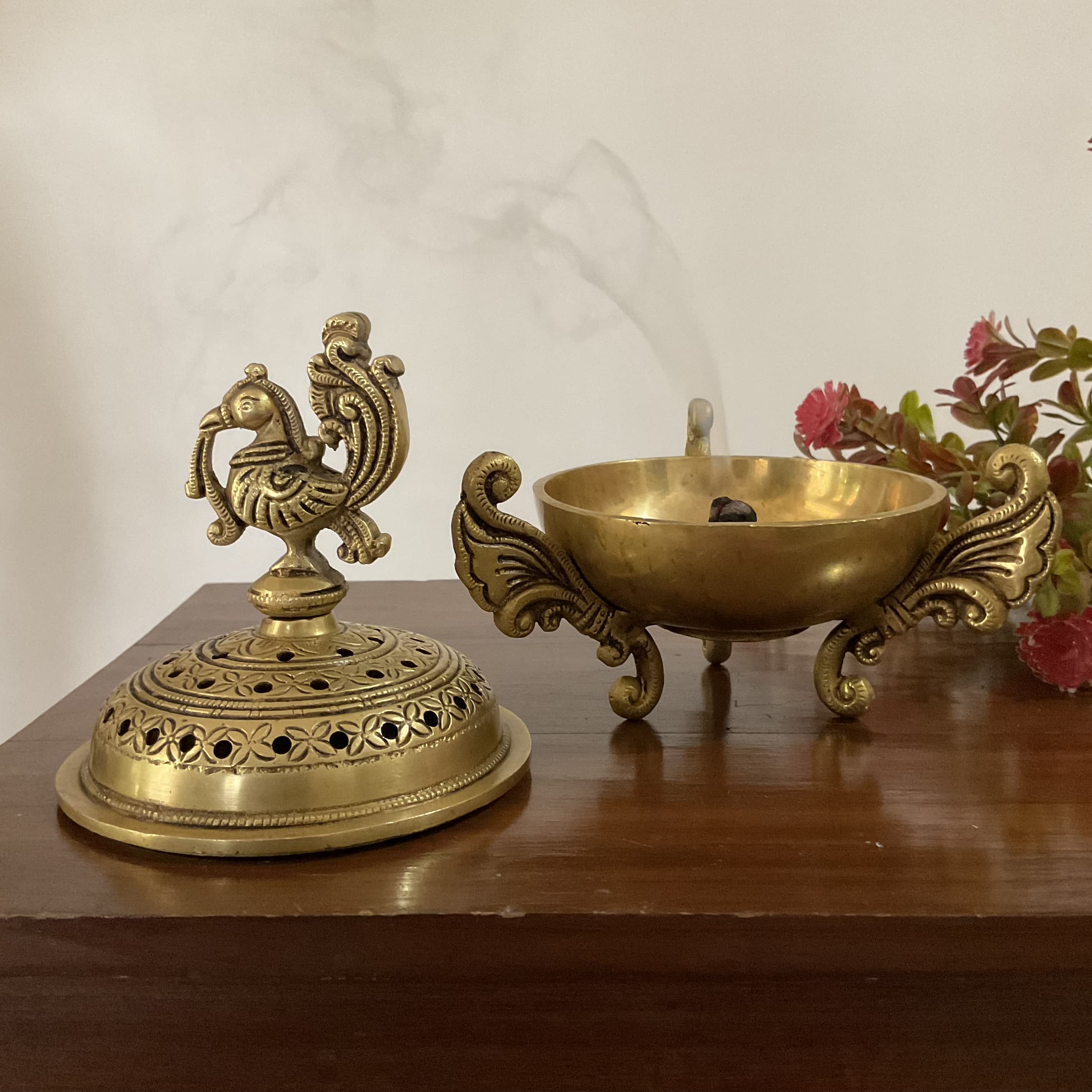 Annapakshi Brass Dhoop Dani, Incense Holder - Pooja Essential, Housewarming Gift