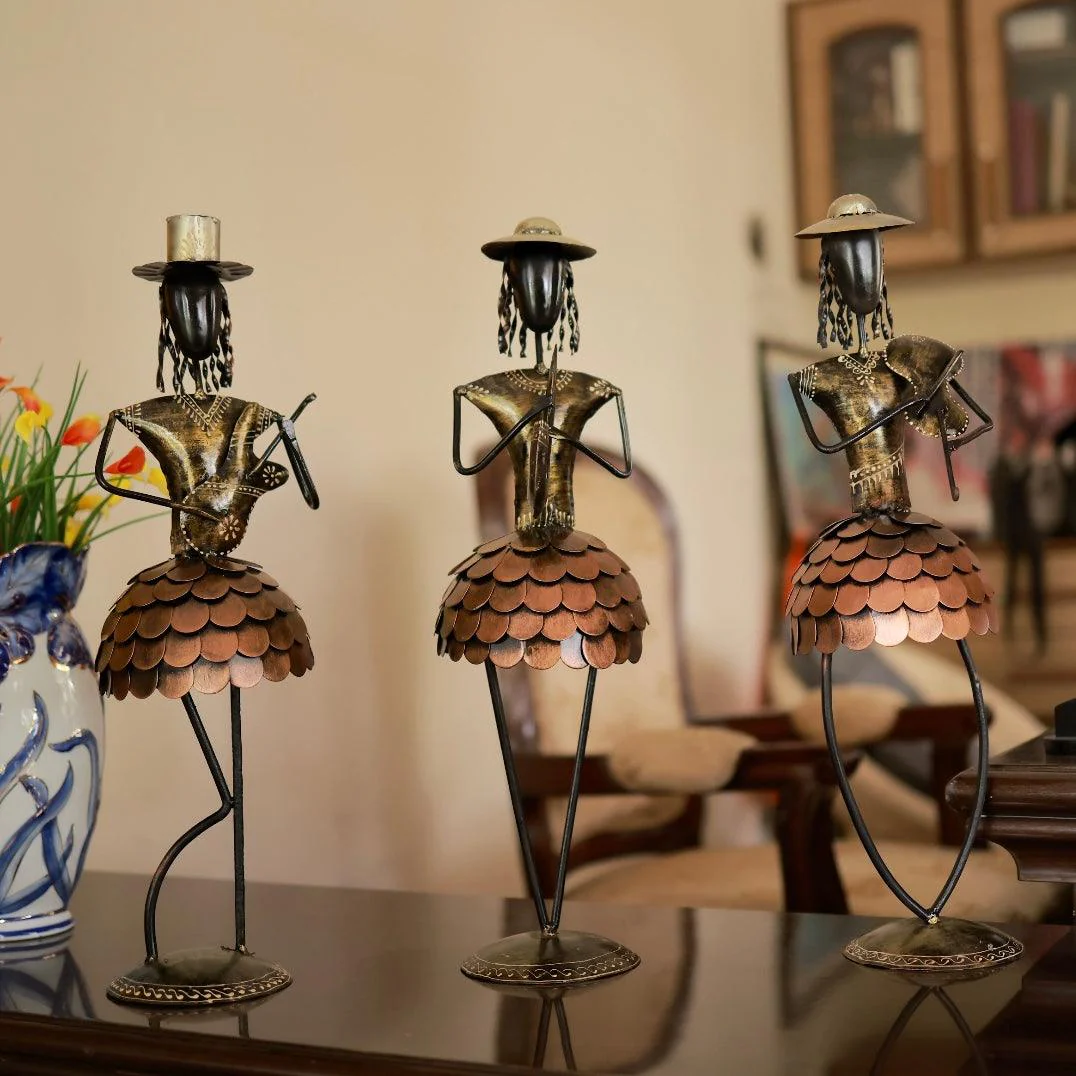 Tall Metallic Musician Decorative (set of 3) - Table Decor