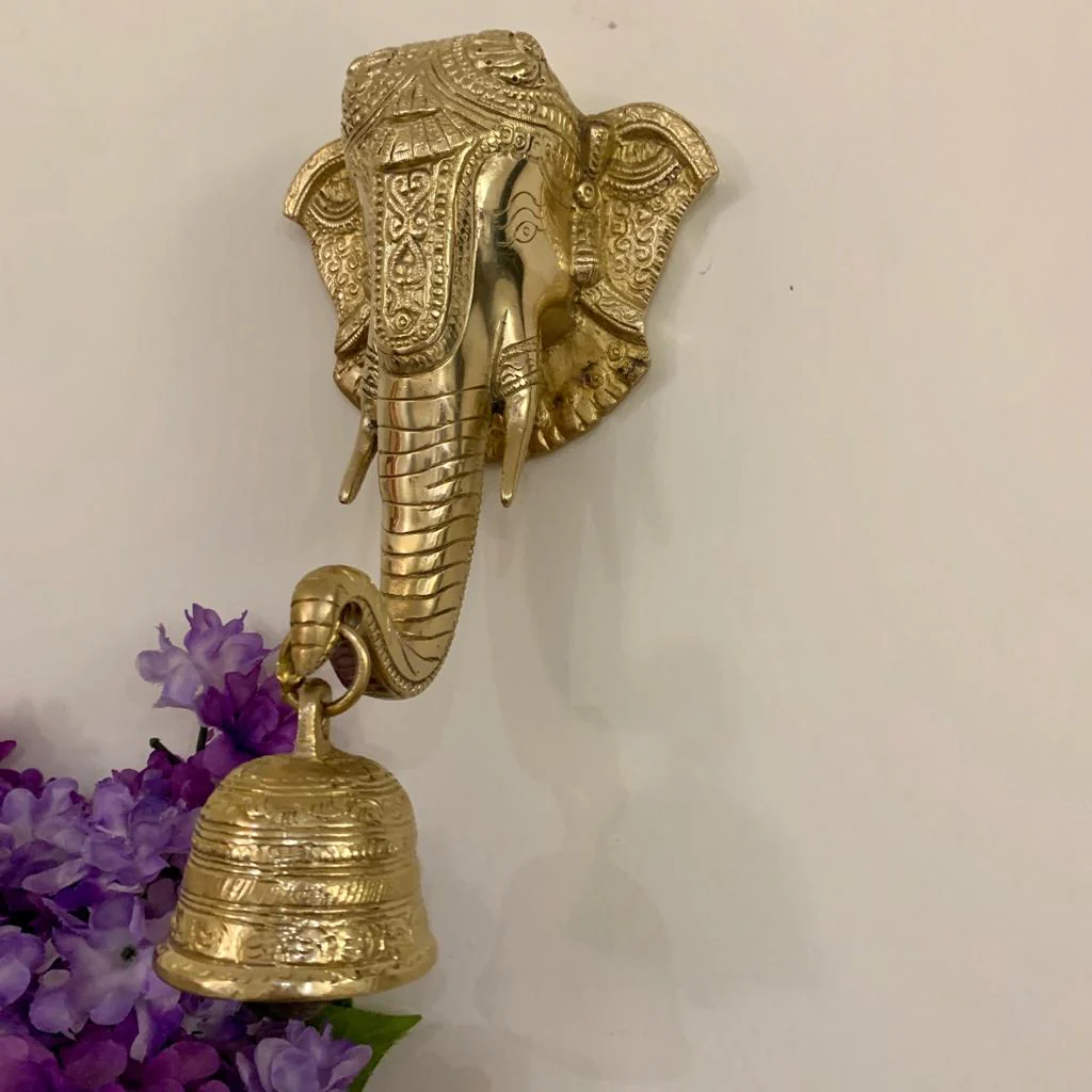 Elephant Bell - Brass Wall Hanging - Decorative and Religious
