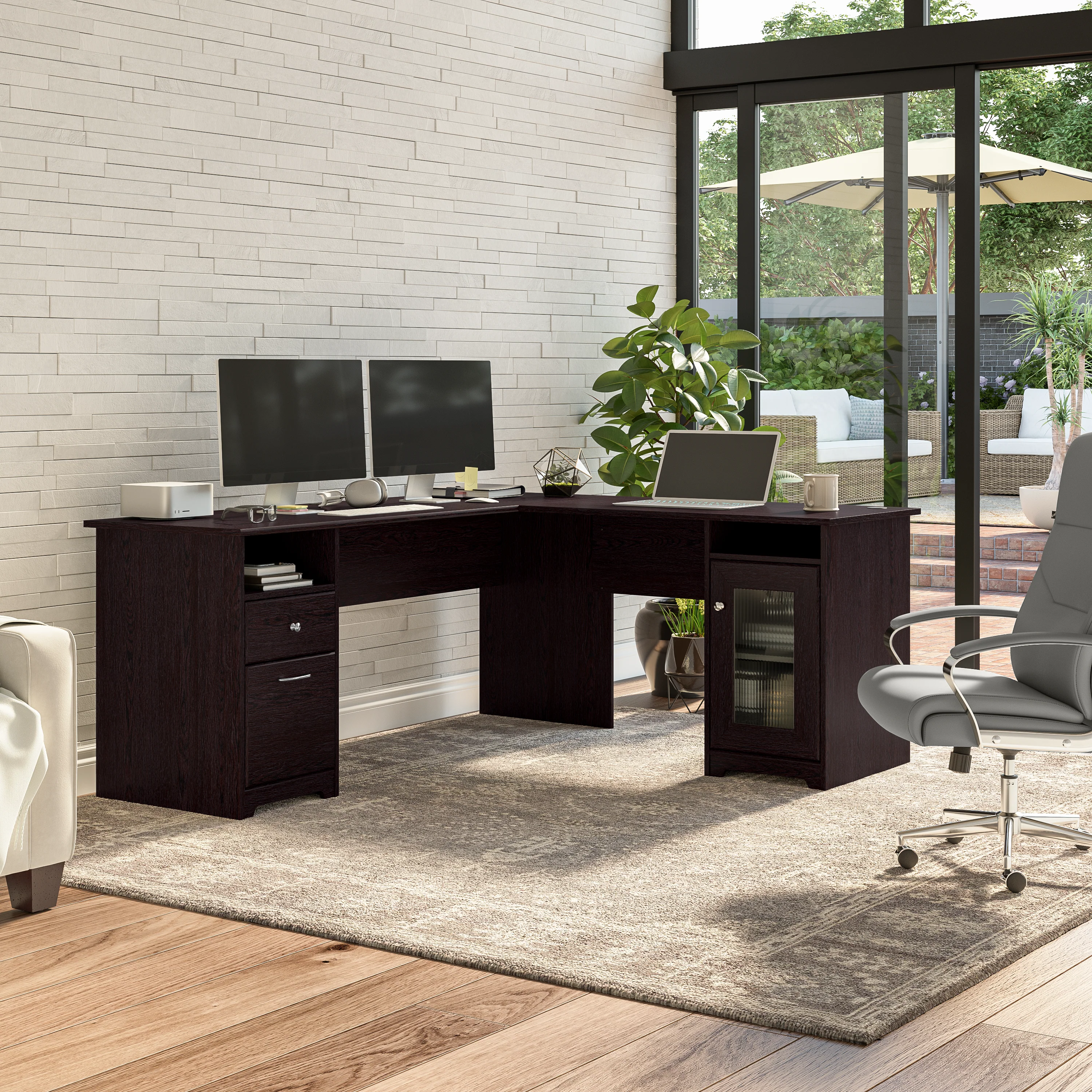 Cabot 72W L Shaped Computer Desk with Storage