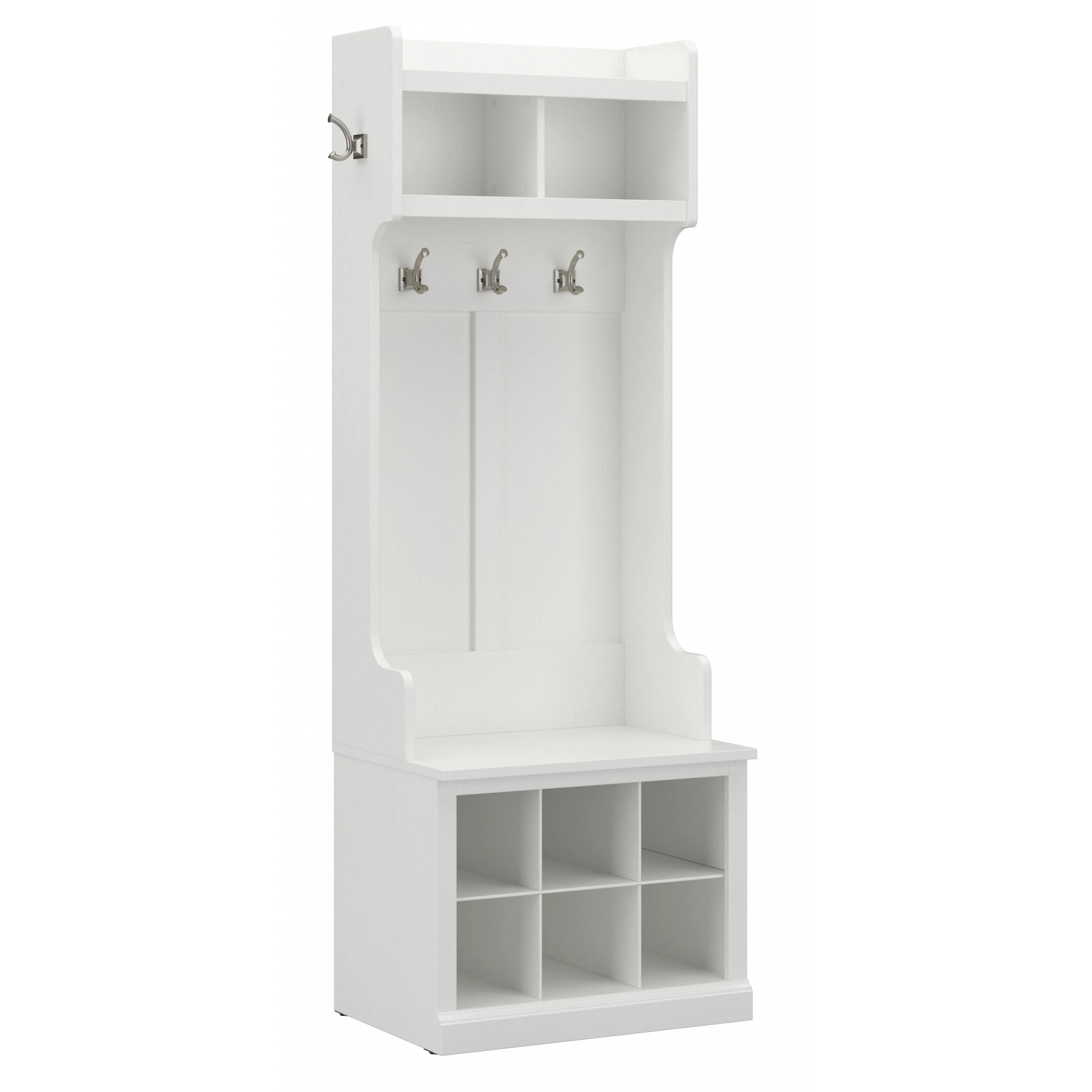 Woodland 24W Hall Tree and Small Shoe Bench with Shelves