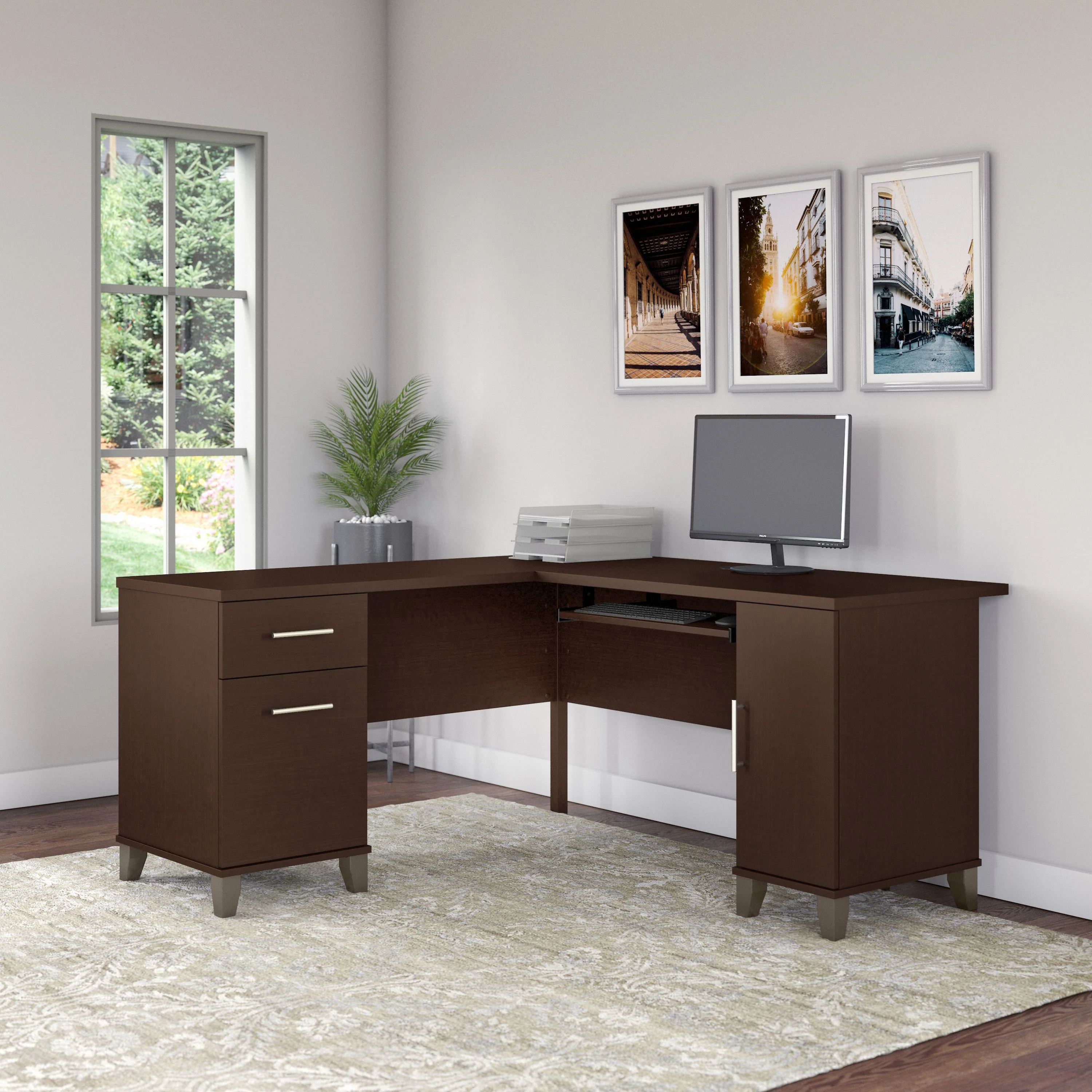 Somerset 60W L Shaped Desk with Storage