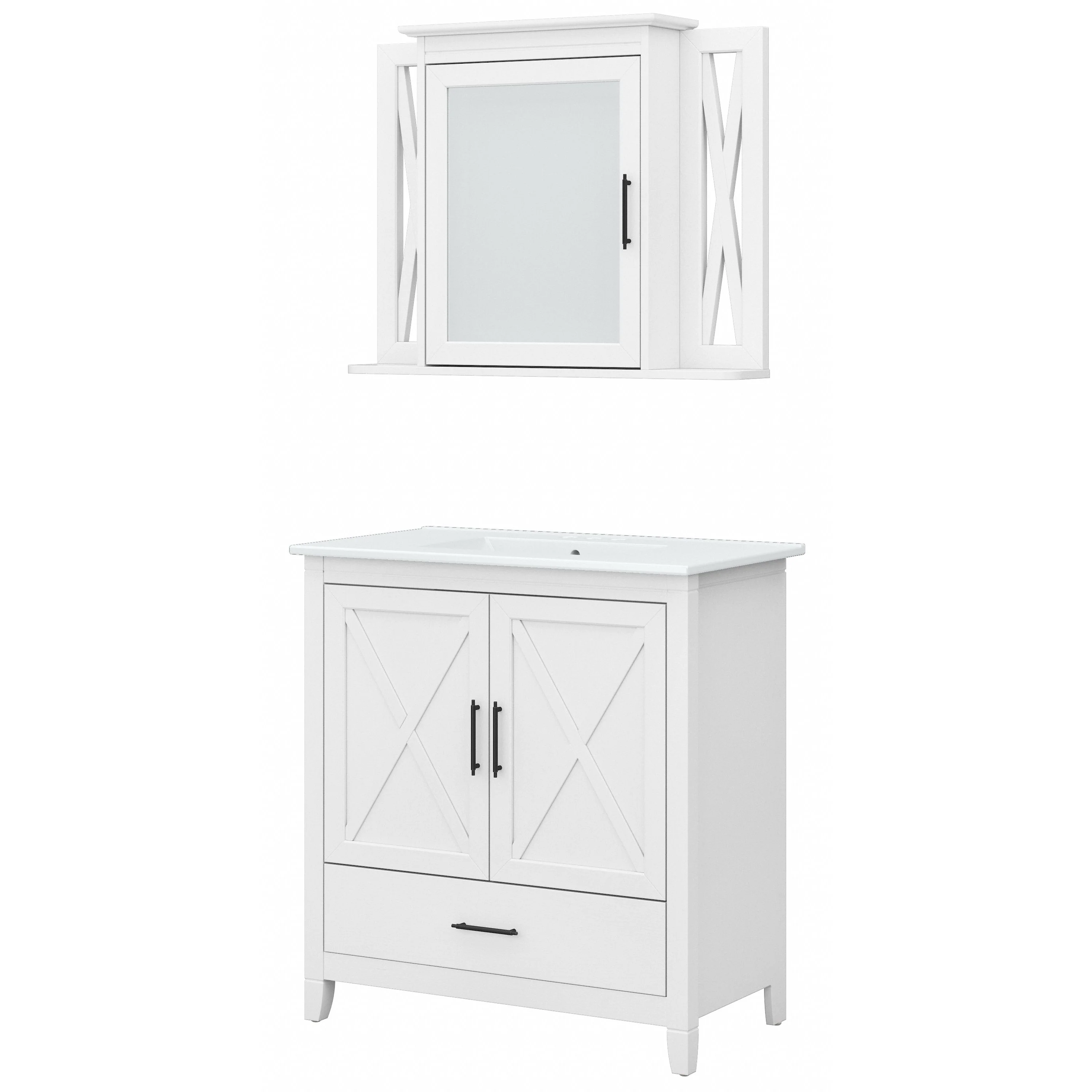 Key West 32W Bathroom Vanity Sink with Mirror
