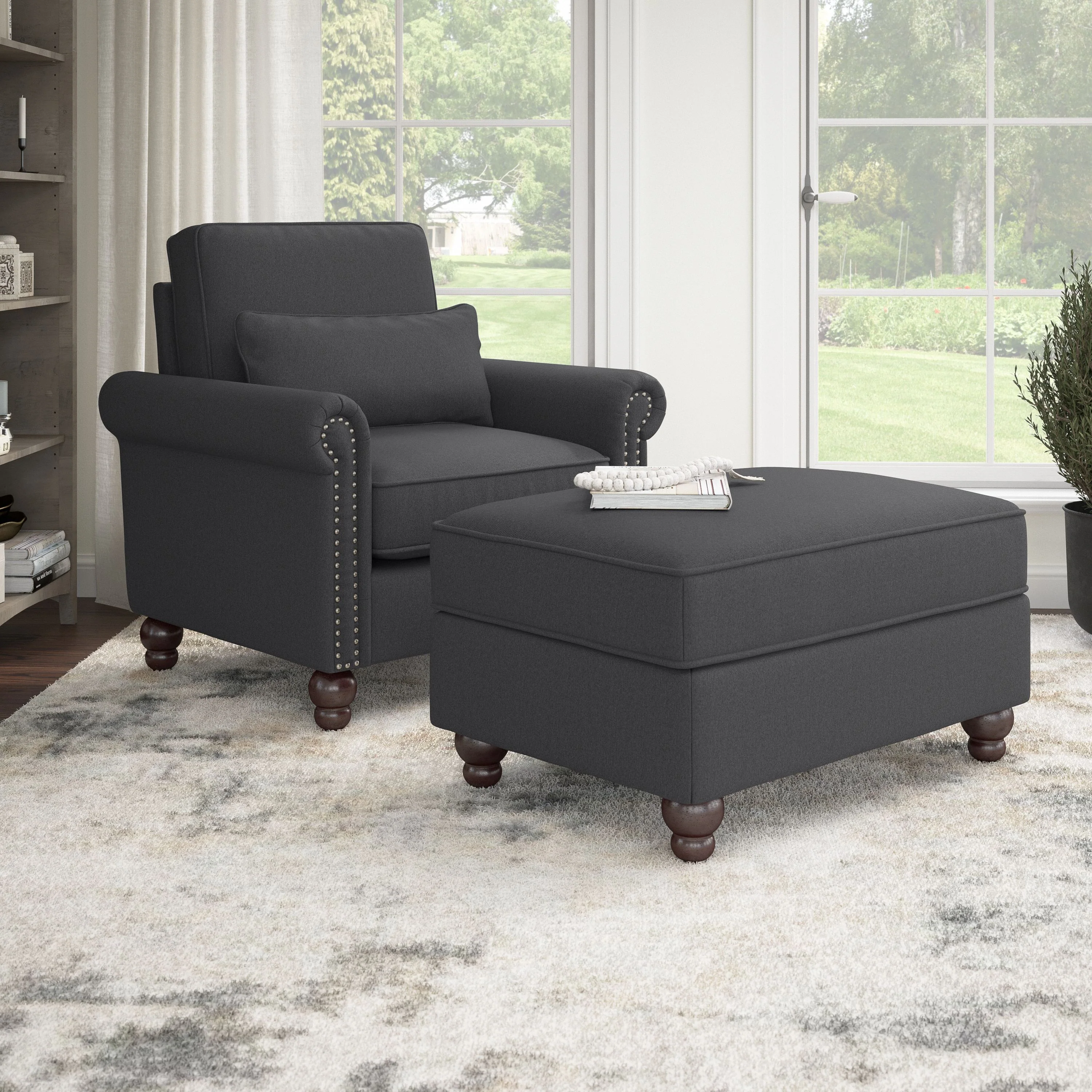 Coventry Accent Chair with Ottoman Set