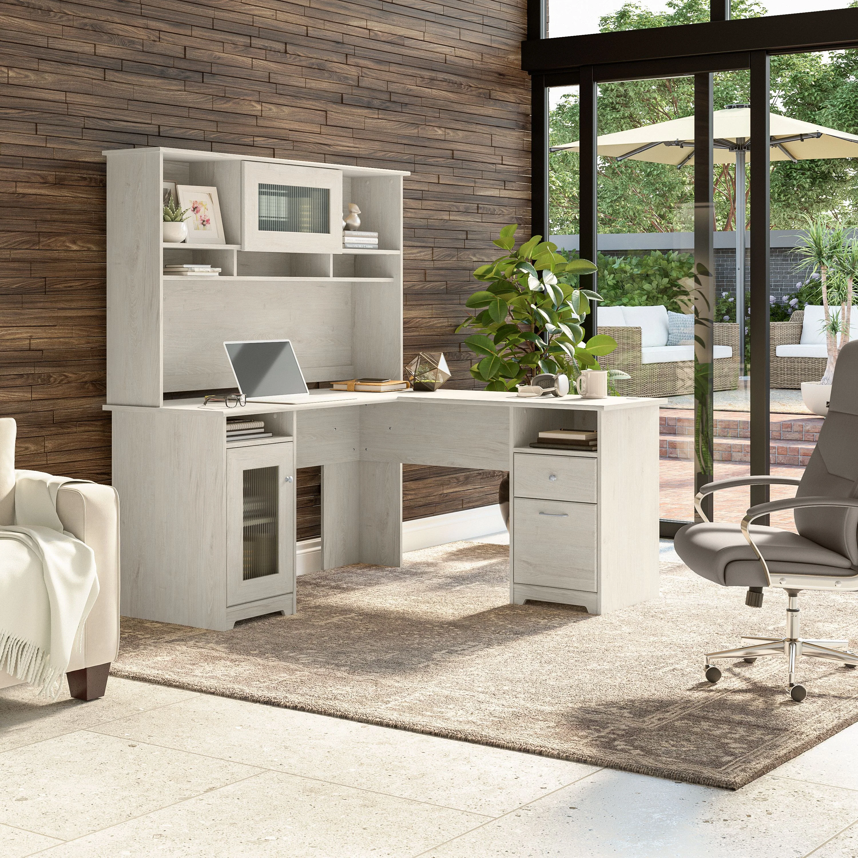 Cabot 60W L Shaped Computer Desk with Hutch and Storage