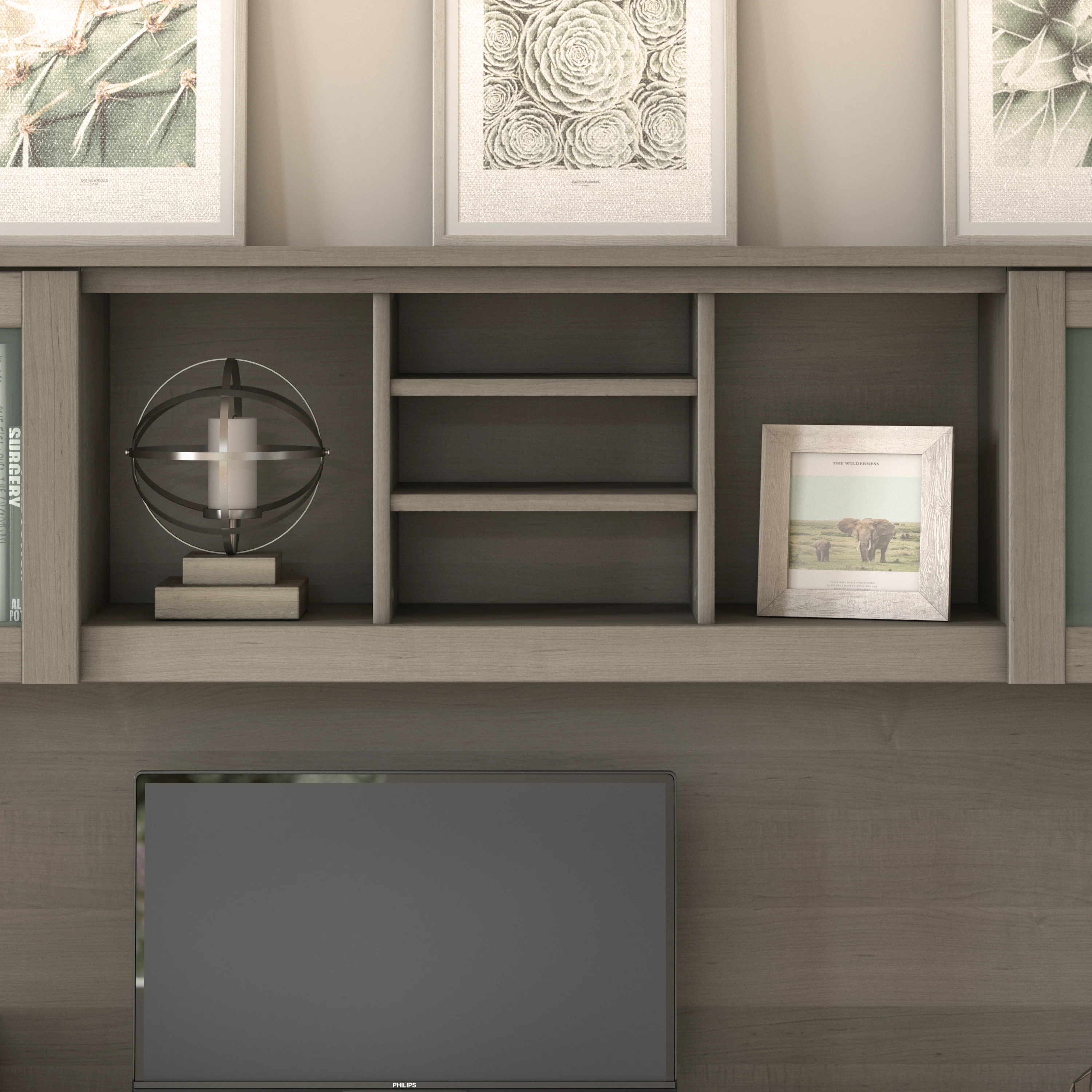 Somerset 72W Office Desk with Hutch and 5 Shelf Bookcase