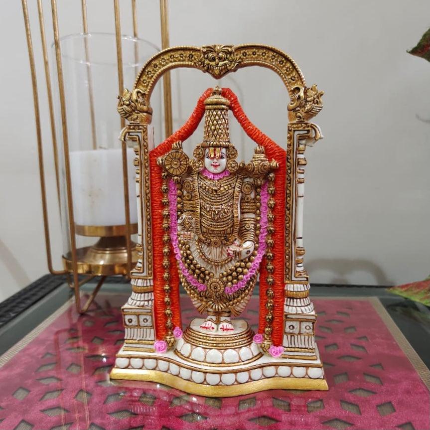 Handcrafted Balaji Statue, Marble Dust Resin Idol - Decorative Murti