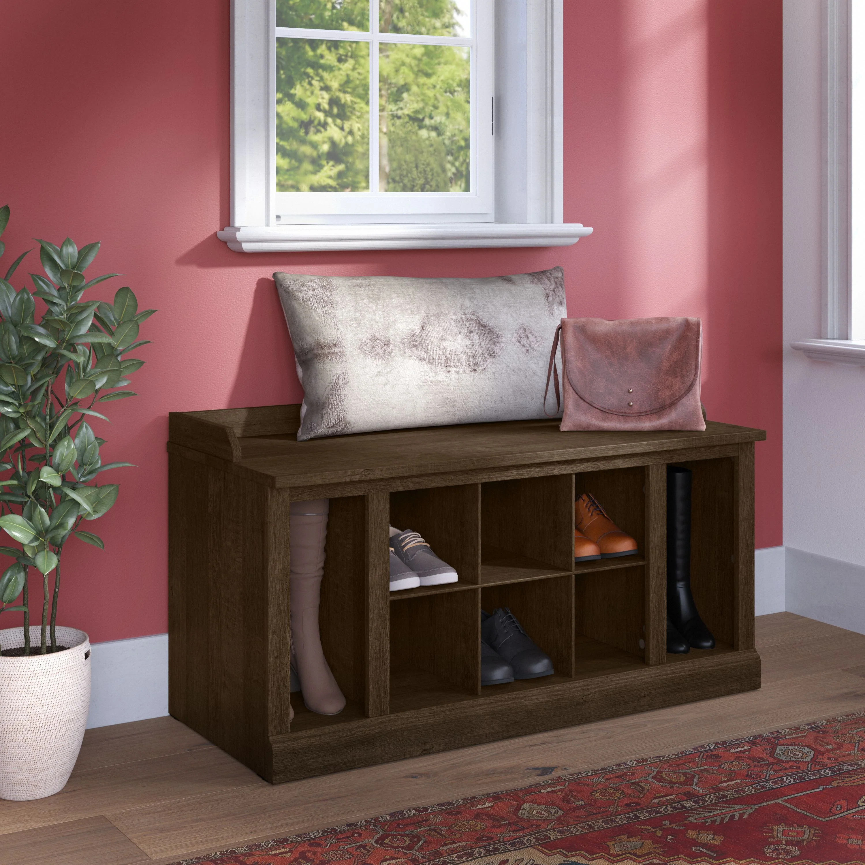 Woodland 40W Shoe Storage Bench with Shelves