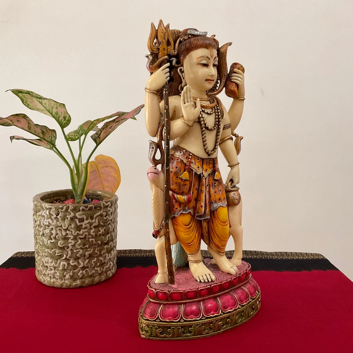 14.5 Inches Lord Shiva Marble Dust & Resin Idol -  Hindu God Statue - Decorative Murti