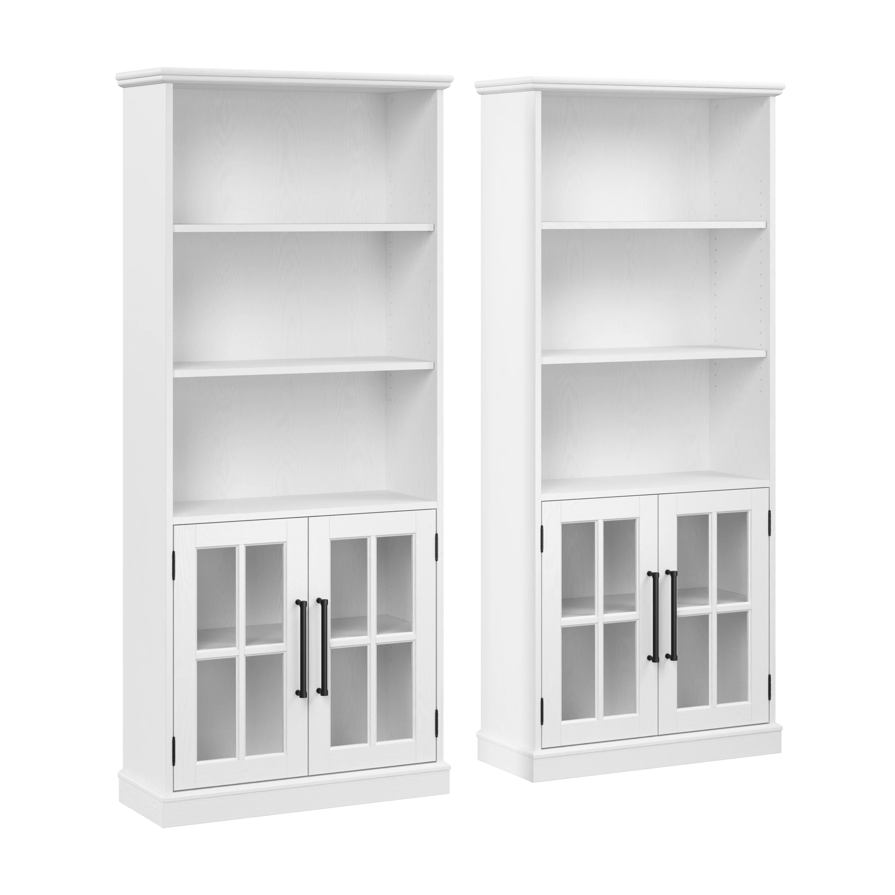 Westbrook 5 Shelf Bookcase with Glass Doors - Set of 2