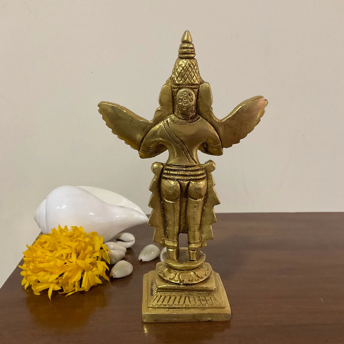 6 Inches Garuda Brass Idol - Pooja Statue for Home - Festive Decor