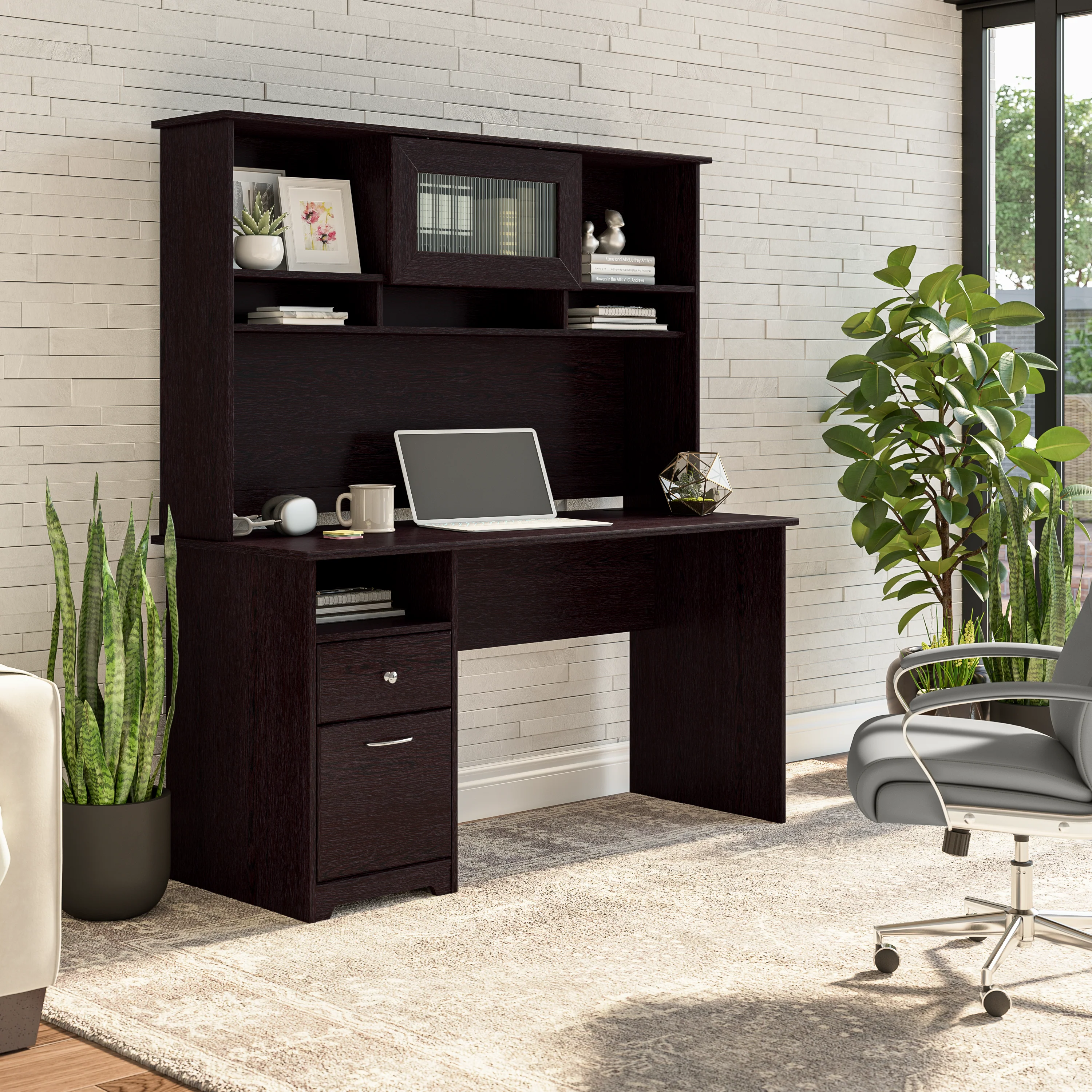 Cabot 60W Computer Desk with Hutch