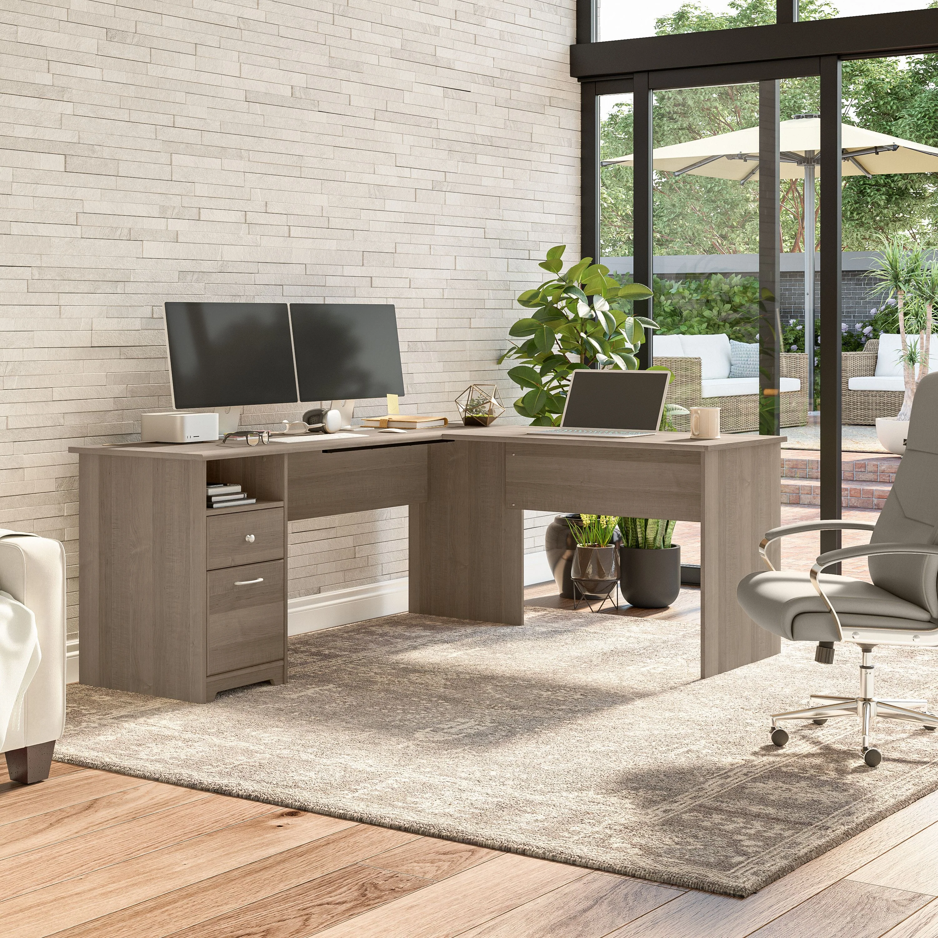 Cabot 72W L Shaped Computer Desk with Drawers