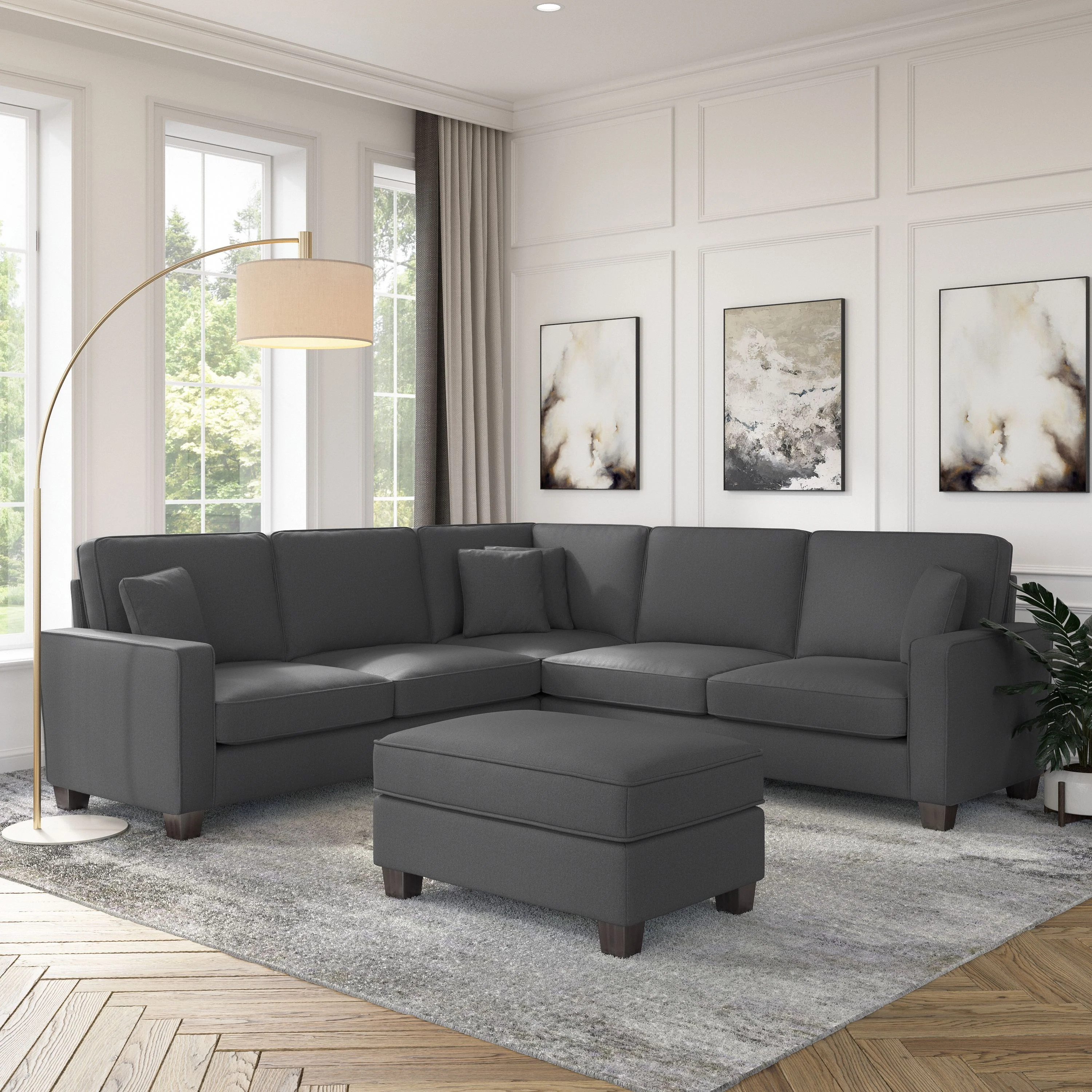 Stockton 99W L Shaped Sectional Couch with Ottoman