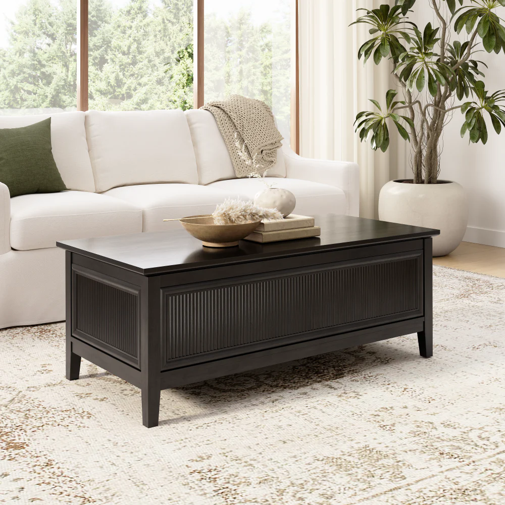 Bush Home Camille 47W Fluted Lift Top Coffee Table with Storage